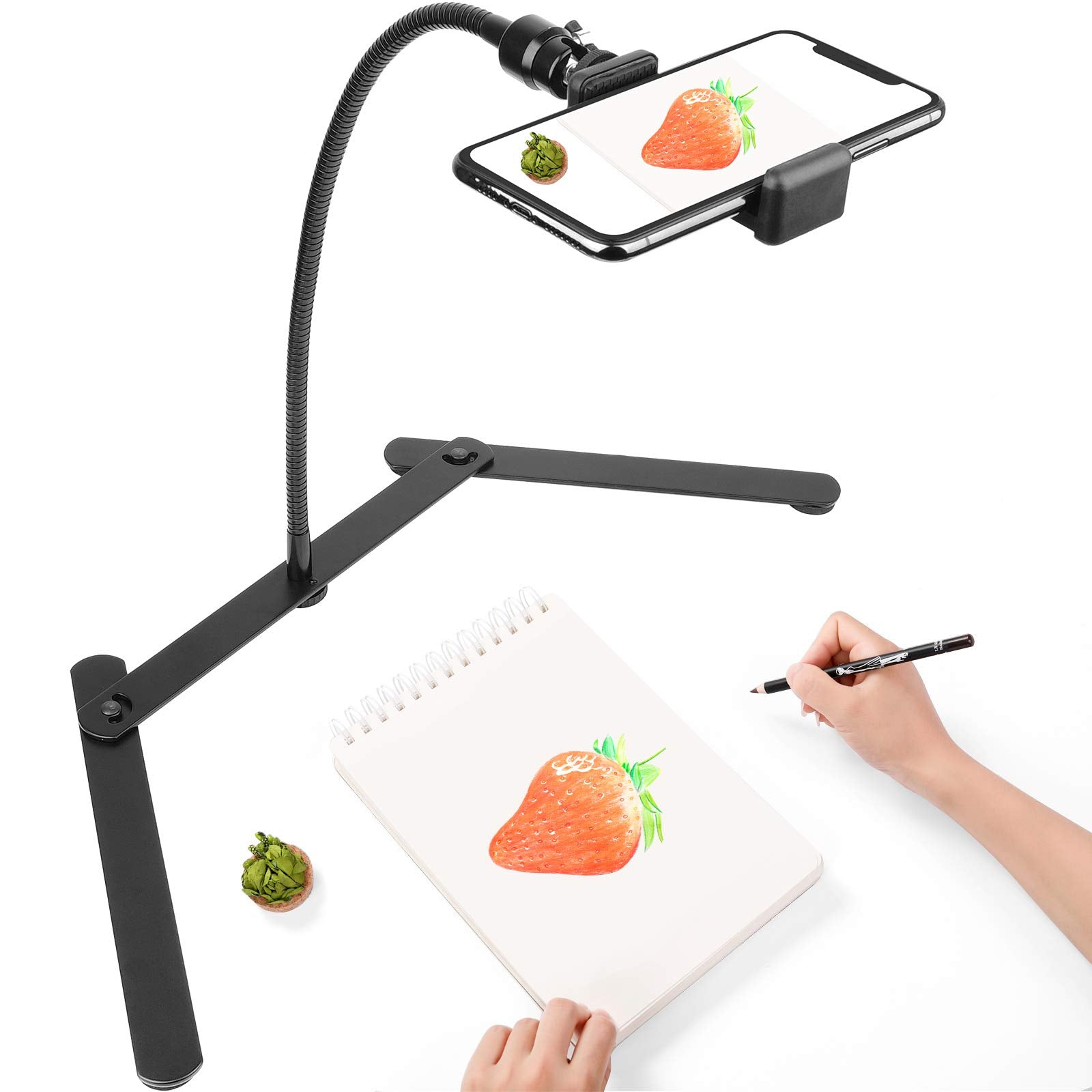 Chromlives Photo Copy Pico Projector Stand,Overhead Tripod Video Stand For Phone,Adjustable Tabletop Overhead Phone Mount,Gooseneck Mini Tripod Stand For Teaching Streaming Baking Crafting