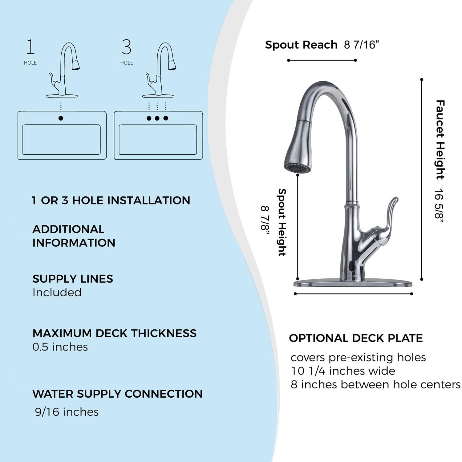 Clovis Touch Kitchen Faucet With Touchless Technology, Smart Kitchen Sink Faucet With Pull Down Sprayer, Touch On Activated Kitchen Bar Farmhouse Kitchens, Rv, Sinks Faucet (Nickel)