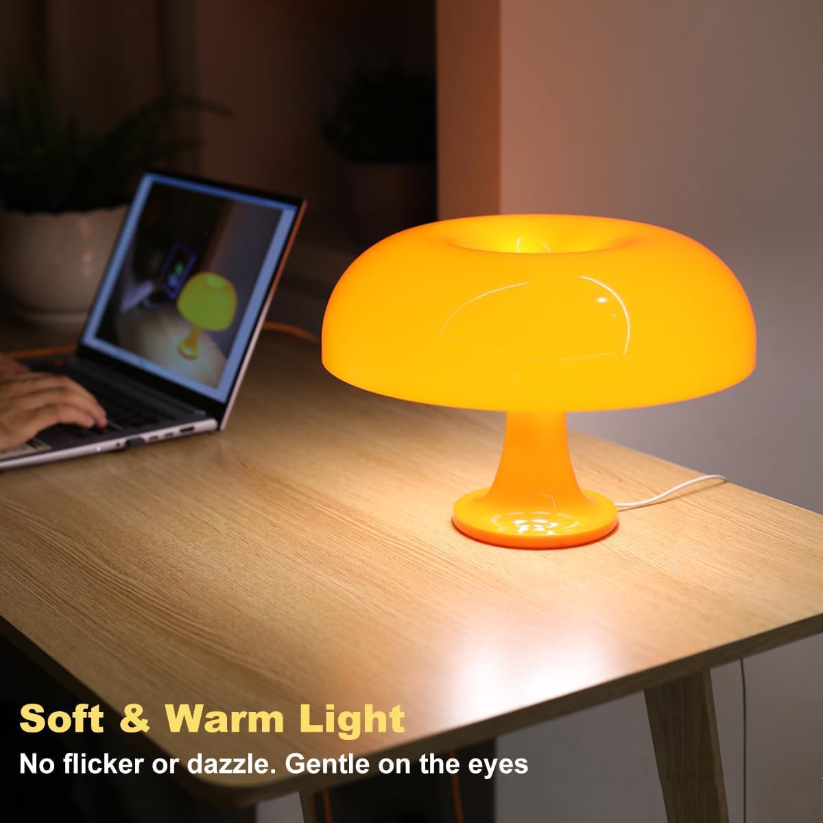 Ldsk Orange Mushroom Lamp For Room Aesthetic Modern Lighting For Bedroom Mid Century Modern Lamp Mushroom Table Lamp Cool Retro Living Room Decor & Bedroom Decor