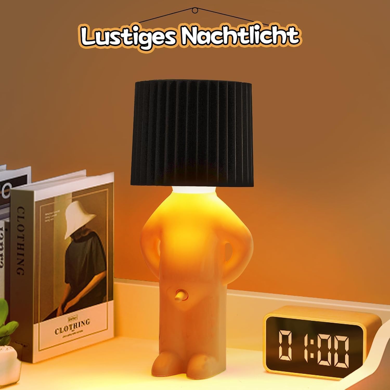 Wrybv A Little Shy Man Creative Table Lamp, Naughty Boy Desk Lamp, Yellow Plastic, Warm White Led, 249 Lumen, Modern Style, Indoor Use, Tabletop, Adult, 12.6" X 5.12" X 5.12"