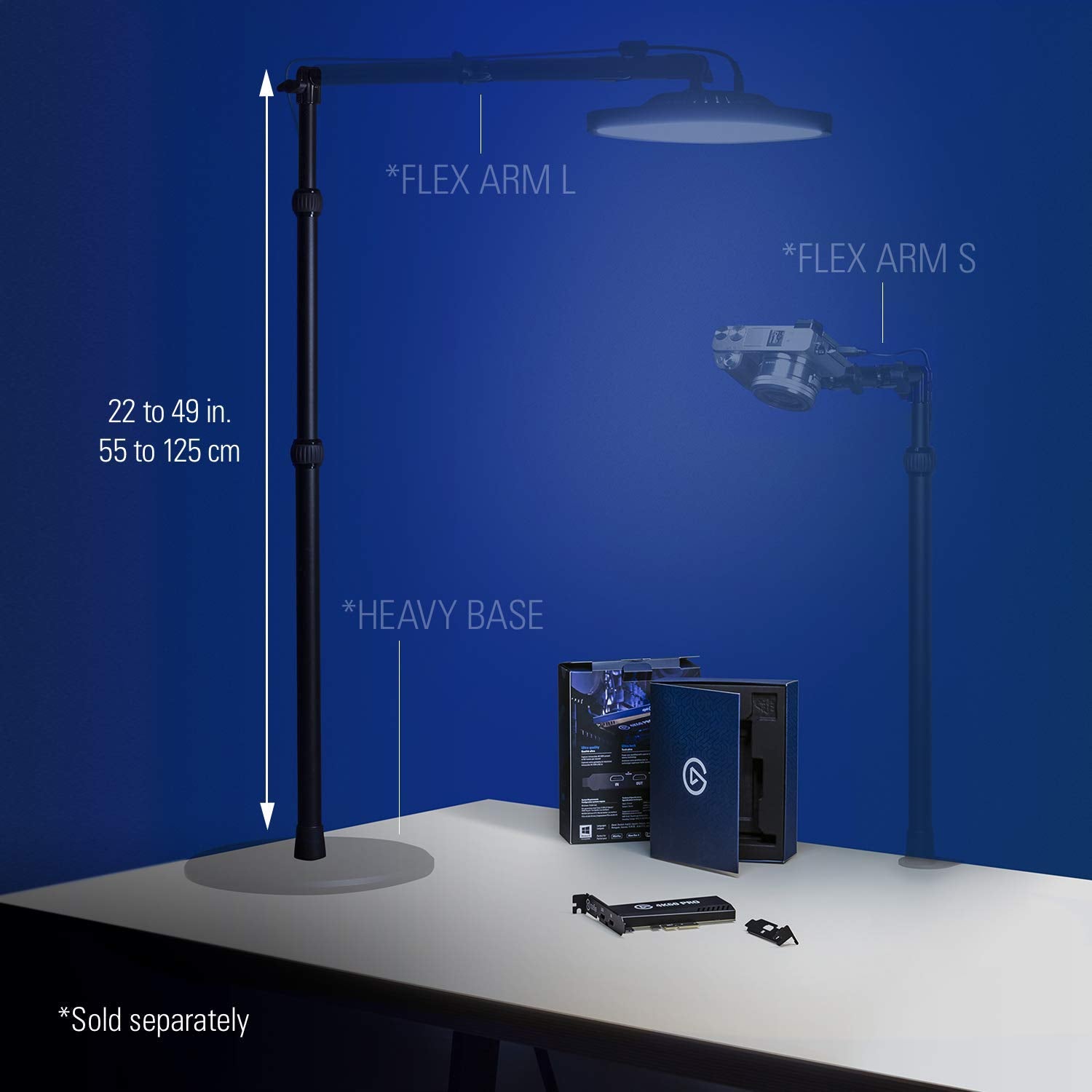 Elgato Master Mount L Flex Arm L - Black Camera Tripod With Flexible Arm - Steel - Ball Head - 55-125Cm
