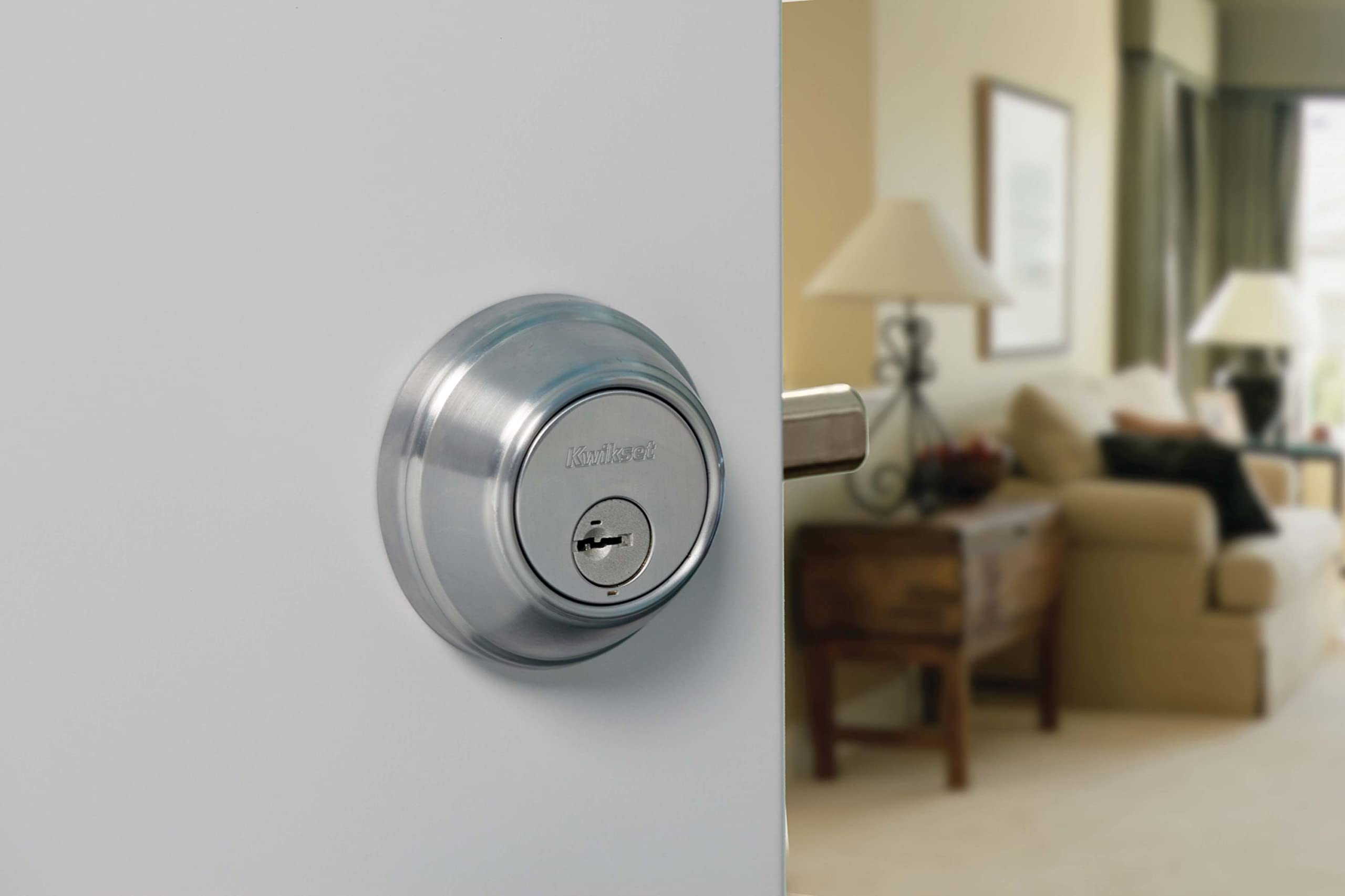 Kwikset 980 Deadbolt, Keyed One Side, Featuring Smartkey Security In Satin Nickel