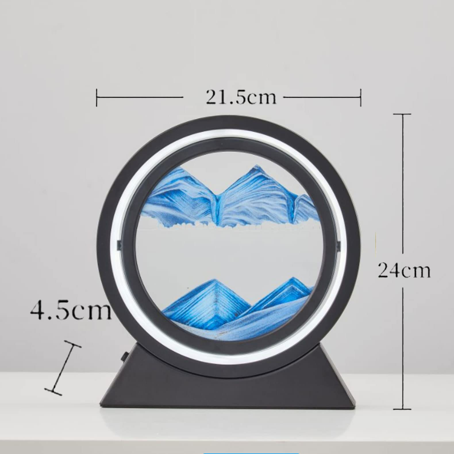Gutsyluv 3D Mobile Sand Painting Table Lamp, Moving Sand Art Decor With Led Light, 360 Rotatable Quicksand Painting For Home Office Decor, Creative (Blue)