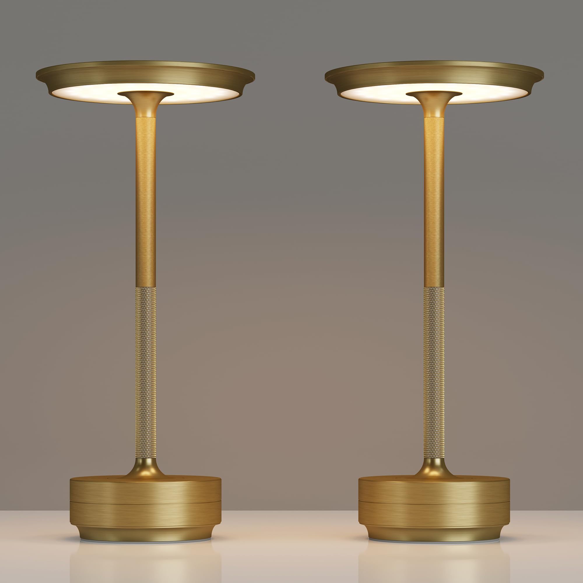 Tbbga 2 Pack Rechargeable Cordless Table Lamps, Portable 5000Mah Battery Table Light, 3 Color Stepless Dimming Led Table Light With Memory Function, For Outdoor/Dinner/Patio/Restaurant.(Gold)