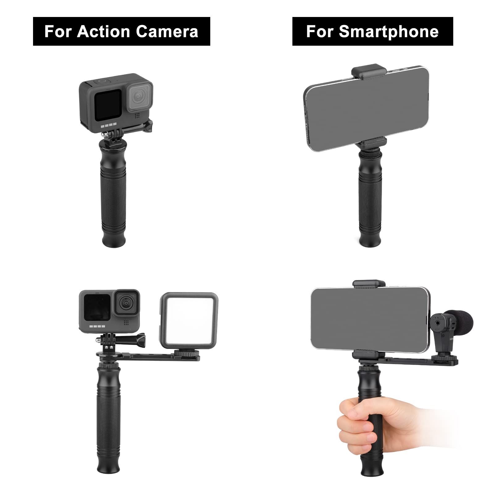 Chromlives Camera Handle Grip Support Mount Universal Handlegrip Camera Stabilizer With 1/4 Inches Male Screw For Digital Video Cameras Camcorder Action Led Light Phone