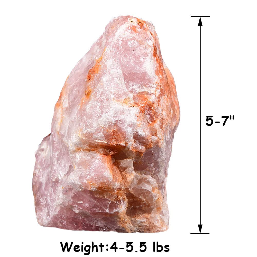 Jic Gem 4-5.5 Lbs Rose Quartz Crystals Lamp, Natural Crystal Night Light Lamp Hand Carved Pink Table Lamp Home Decoration 5-7"