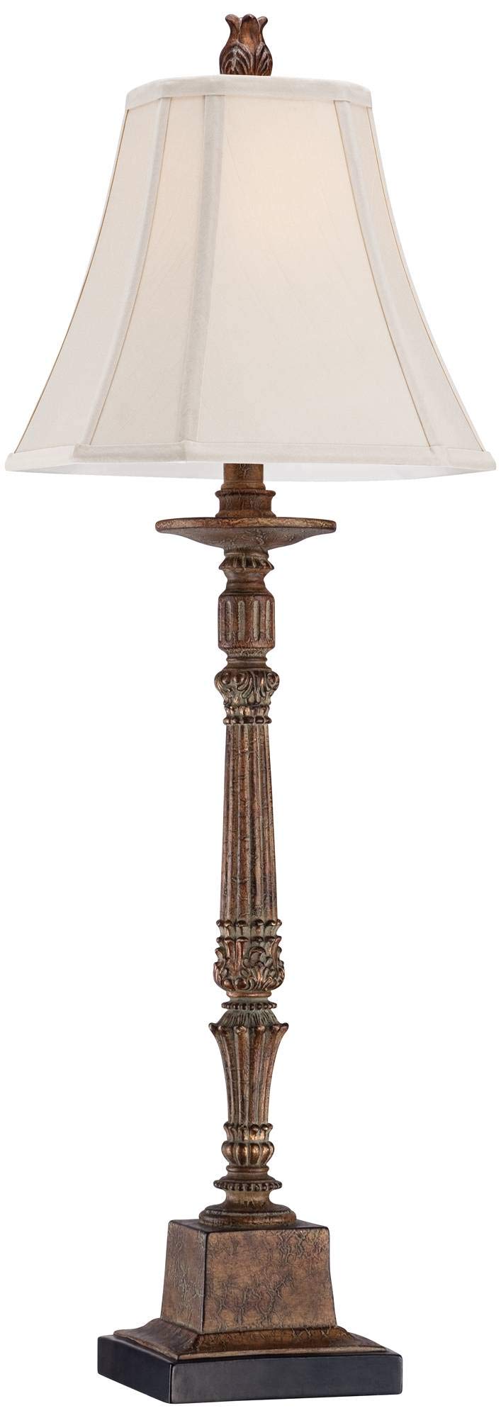 Regency Hill Thorood 35 1/2" Tall Large Traditional End Table Lamp Brown Finish Single Fabric Beige Shade Console Living Room Bedroom Bedside Nightstand House Office Home Reading Kitchen Entryway