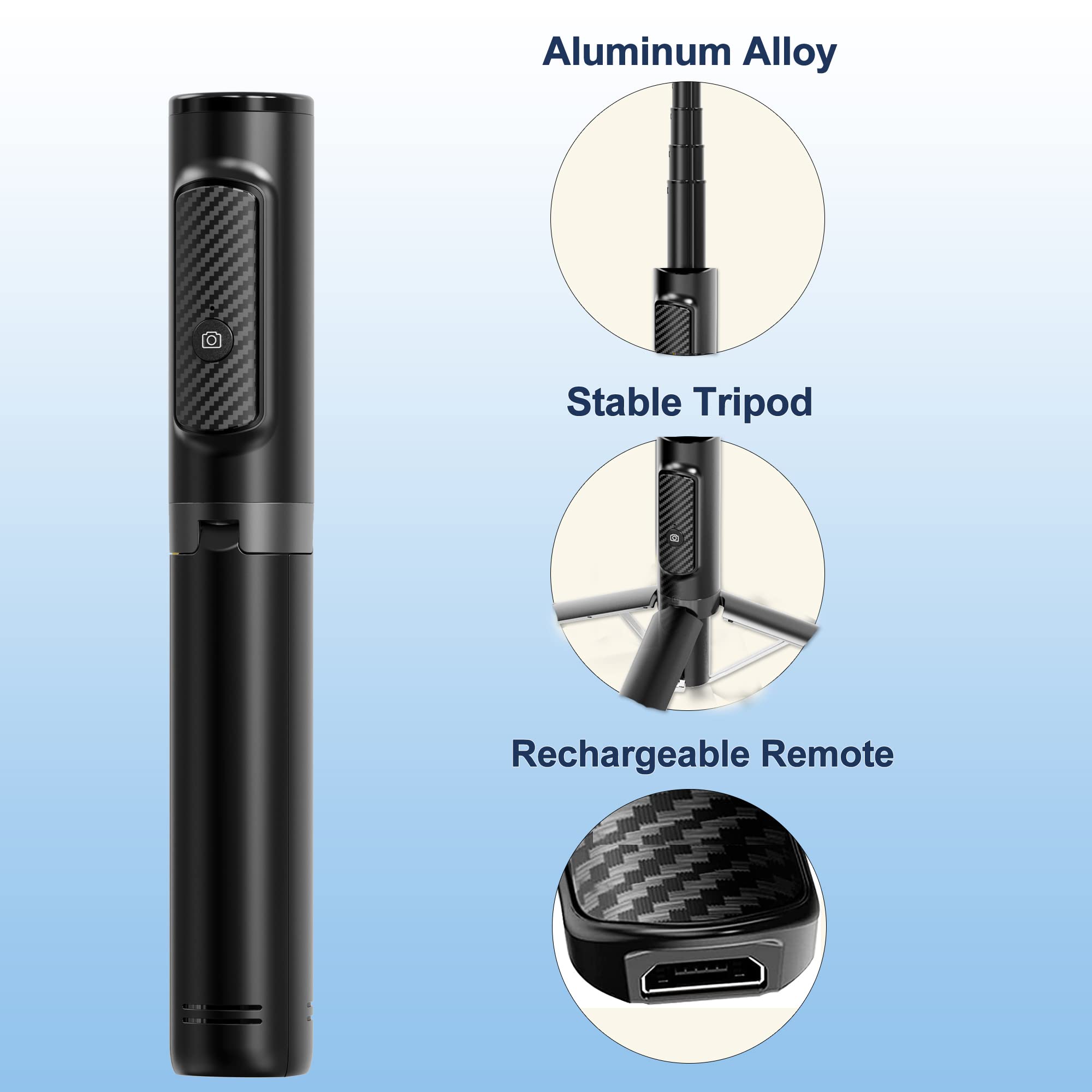 Colorlizard Selfie Stick Tripod With Remote Aluminum Alloy Phone Tripod Bluetooth Remote And 270°Rotation Stand Compatible With Iphone And Android Phone