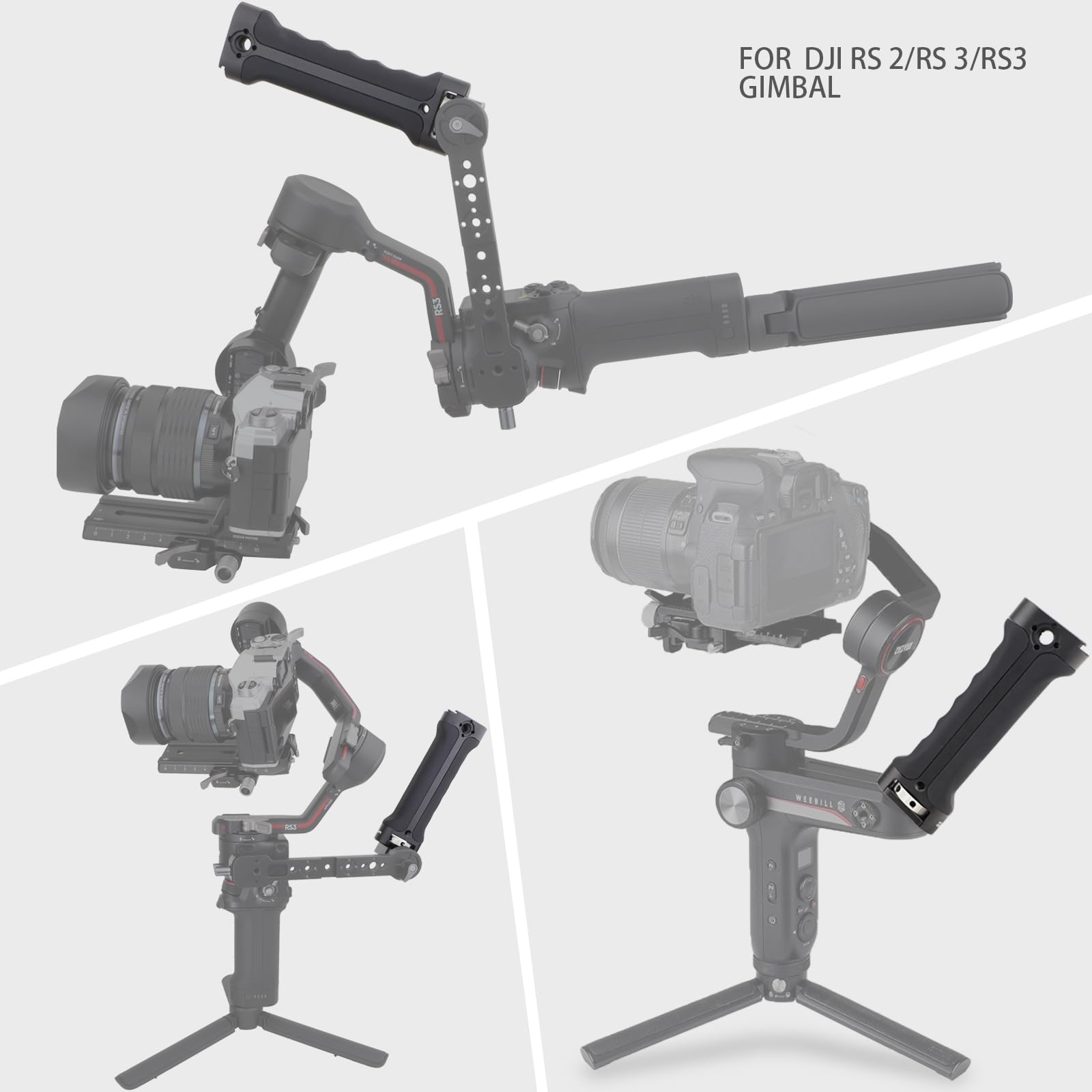 Leftfoto Sling Handgrip Handle For Dji Ronin Dji Rs2/Rsc2/Rs3 / Rs3 Pro/ Rs3 Mini/Zhiyun Weebill-S Gimbal Stabilizer,Extended Silicone Grip In Briefcase Mode, With Anti Twist Pins,Quick Installation