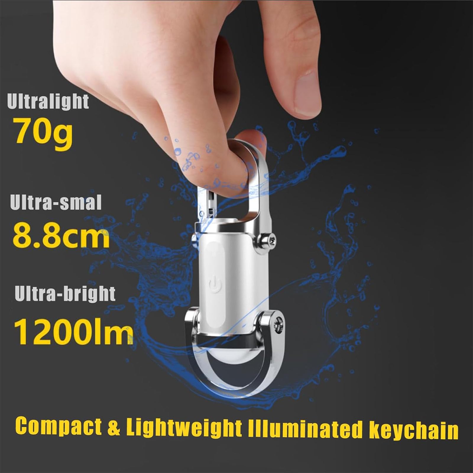 Wanupe Lumilink Mini Torch,  Best Lumilink Mini Flashlight Keychain, Waterproof Lumilink Chain Flashlight Mini, Flashlight & Power Bank & Keychain, 1200 Lumens Ultra-Bright (Silver)