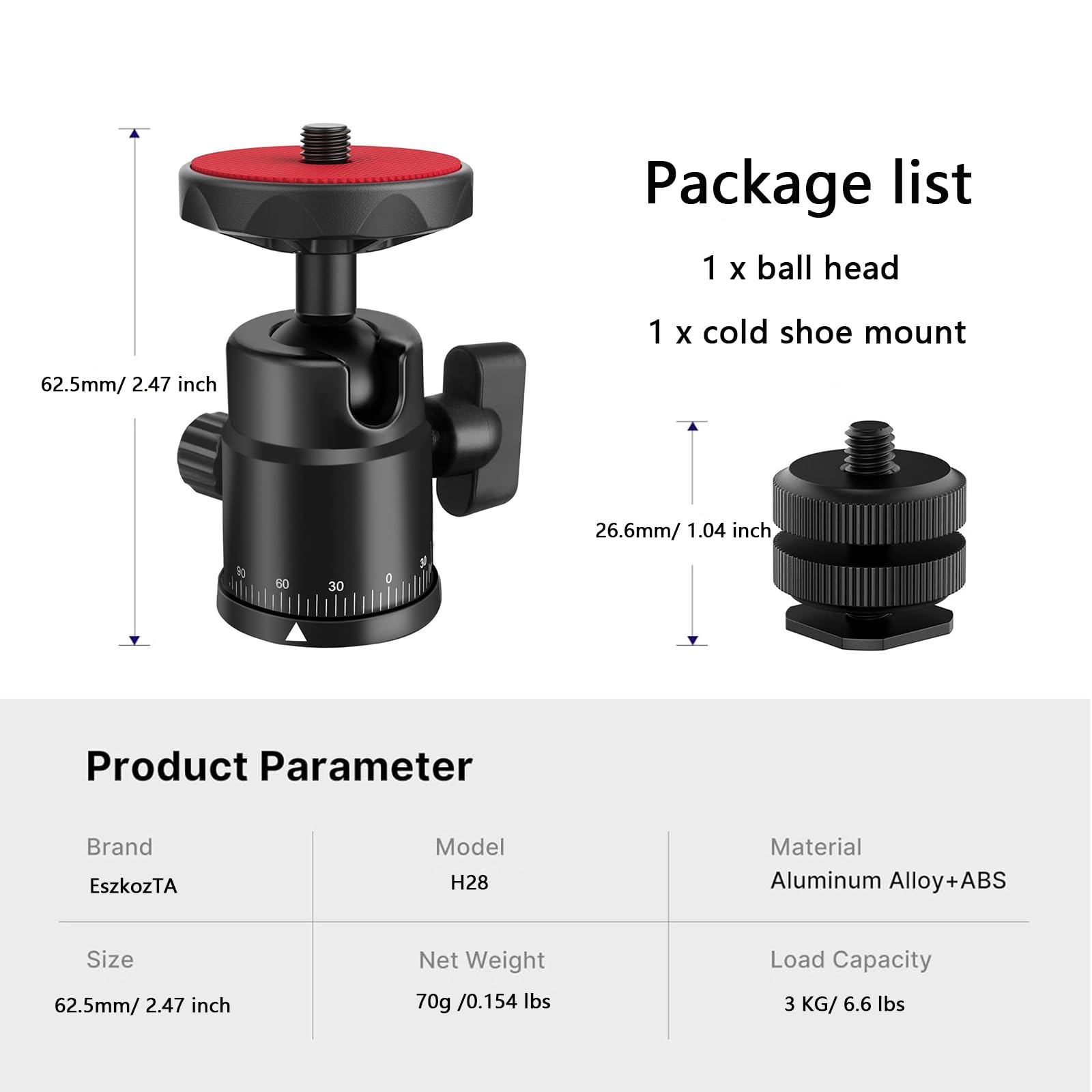 Eszkozta Universal 1/4" Swivel Mini Ball Head Screw Tripod Mount With Hot Shoe Mount, 360° Panoramic Rotating Mount Base Adapter For Dslr Cameras Htc Vive Tripods Monopods Light Stand