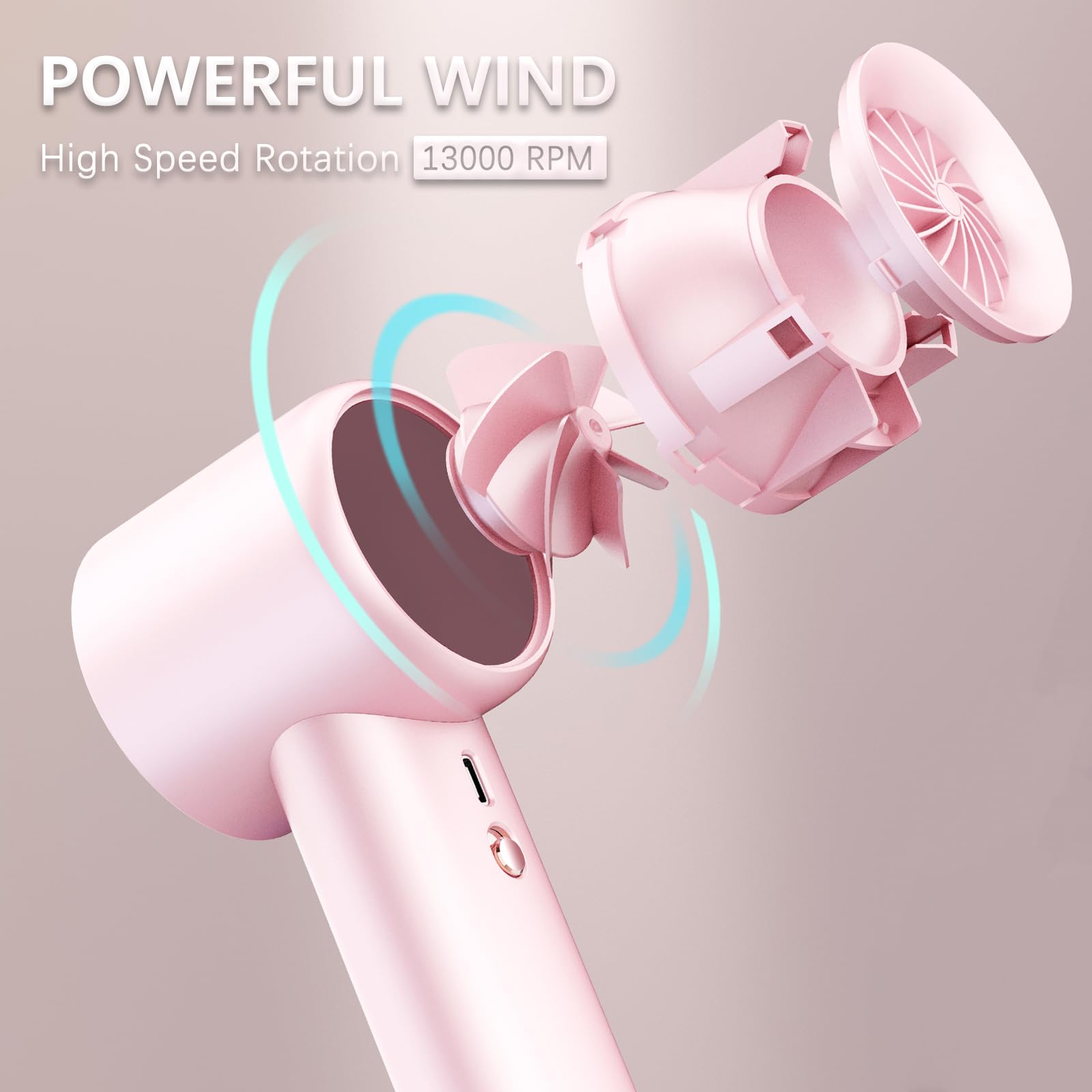 Handheld Fan,1-100 High Speed Hand Fan Adjustable Turbo Mini Fan,5000Mah Battery Operated