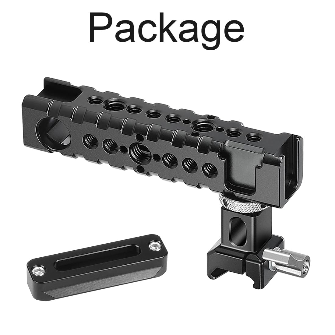 Dekeenstar Camera Cage Top Handle Grip Quick Release Nato Rail Top Handle With Cold Shoe Arri Locating Hole 15Mm Rod Clamp Nato Safety Rail For Video Camera Cage Rig Camcorder Light Microphones