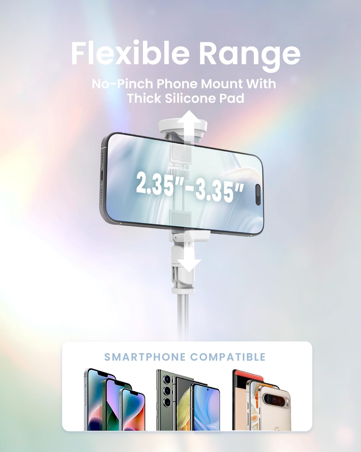 Kraftgeek Tripod For Iphone, 66” Justtap Phone Tripod, Selfie Stick Cell Phone Stand For Recording Travel, Content Creator Essentials, White
