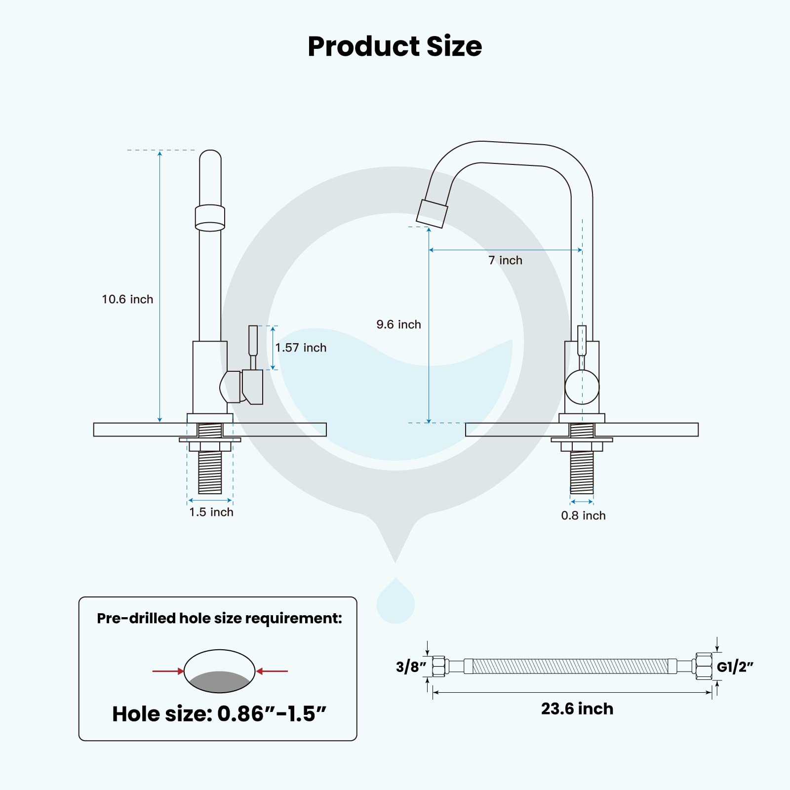 Gotonovo 304 Stainless Steel Cold Water Kitchen Faucet Commercial Tap 90 Degree Bar Faucet Single Lever Brushed Nickel Modern Saving Water