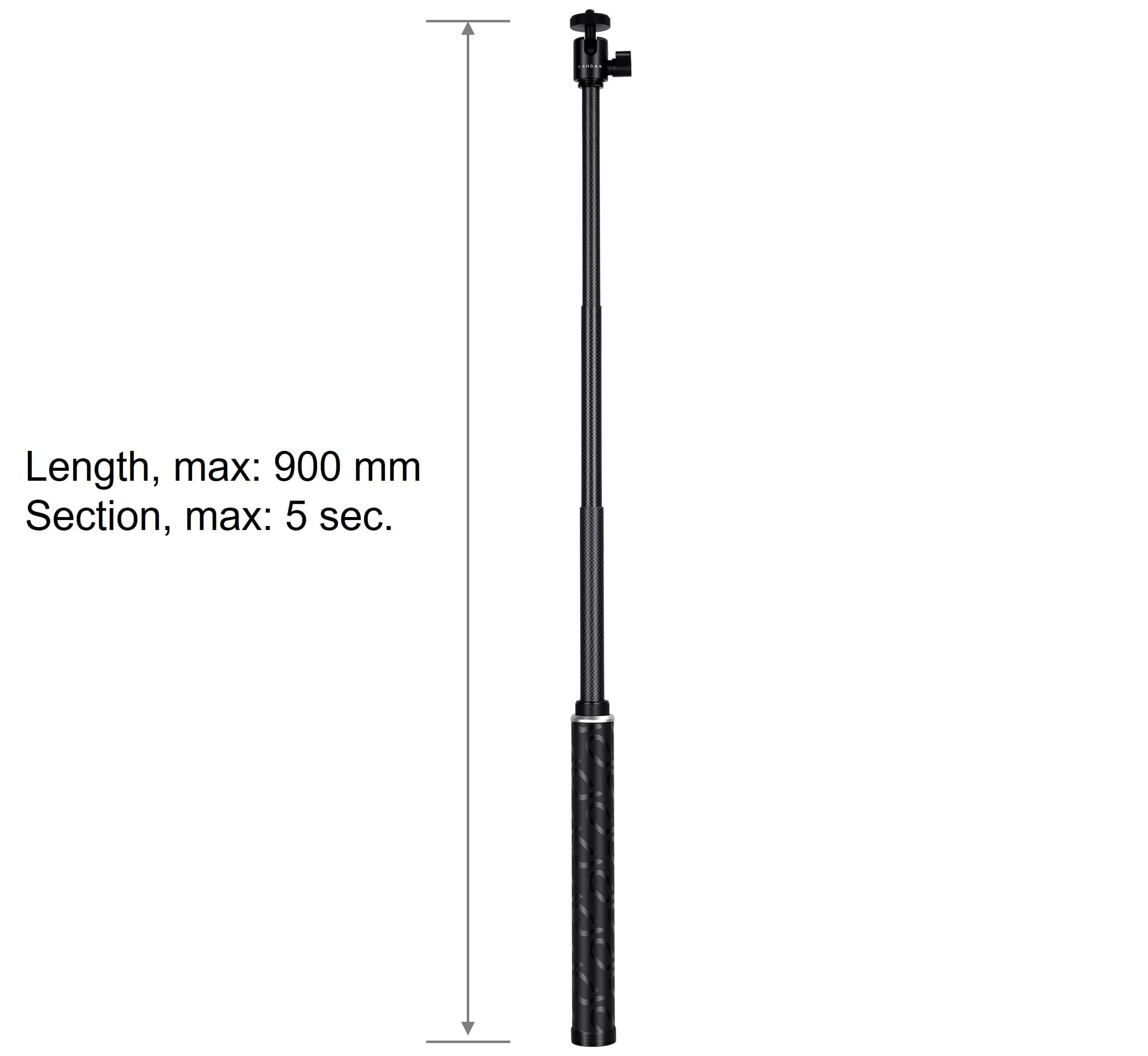 Kandao Selfie Stick For Qoocam Ego, Qoocam 8K Enterprise, Carbon Fiber Material Superb Light For 5 Section Extension