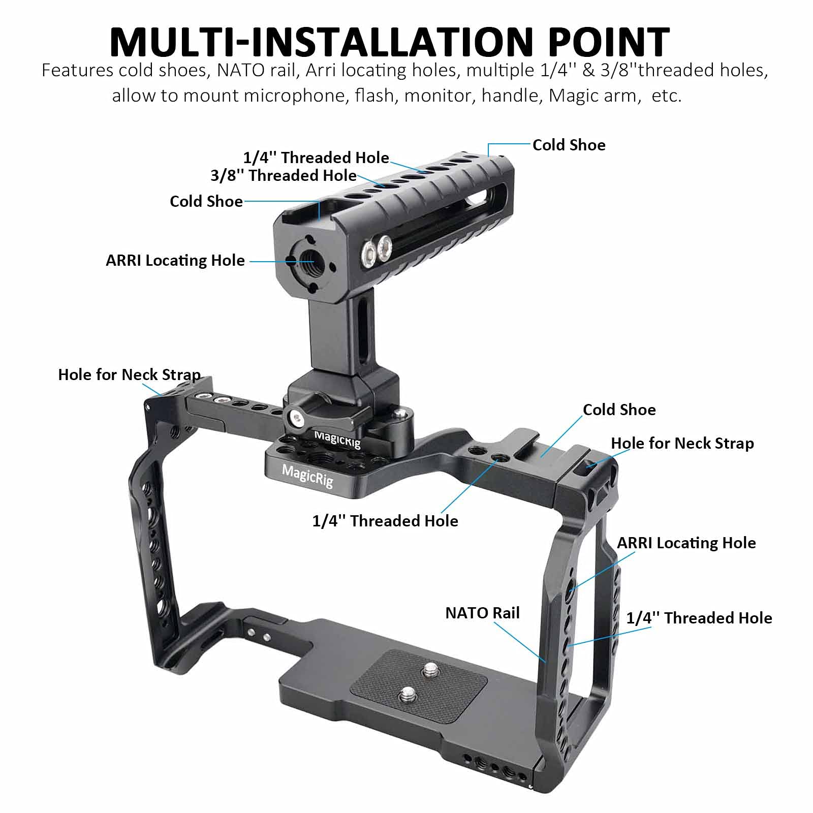 Magicrig Bmpcc 6K Pro / G2 Cage Kit With Nato Top Handle And Rail
