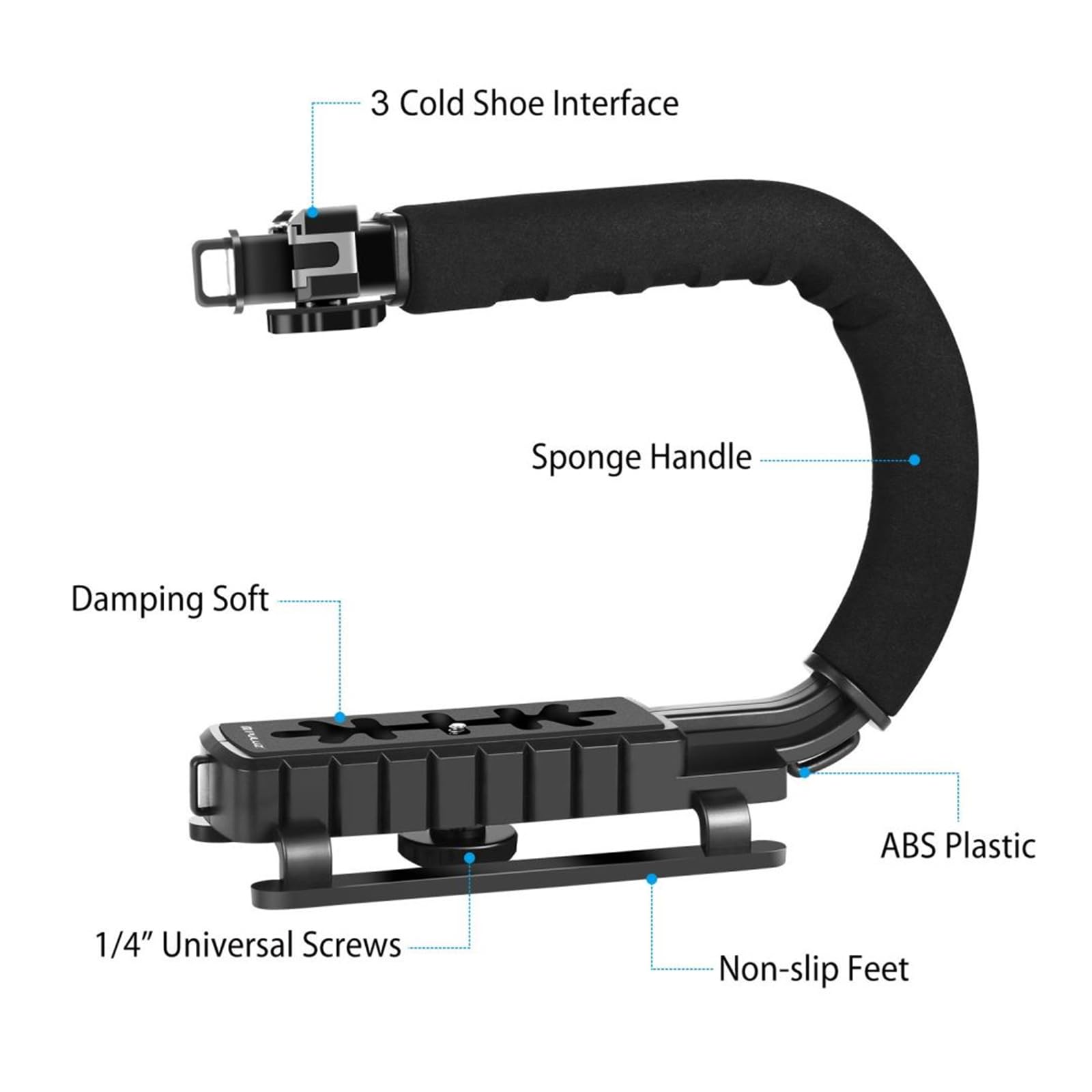 Caruner U/C Shape Portable Handheld Camera Bracket Stabilizer With Cold Shoe Tripod Head Phone Clamp Long Screw For Slr Dslr Cameras