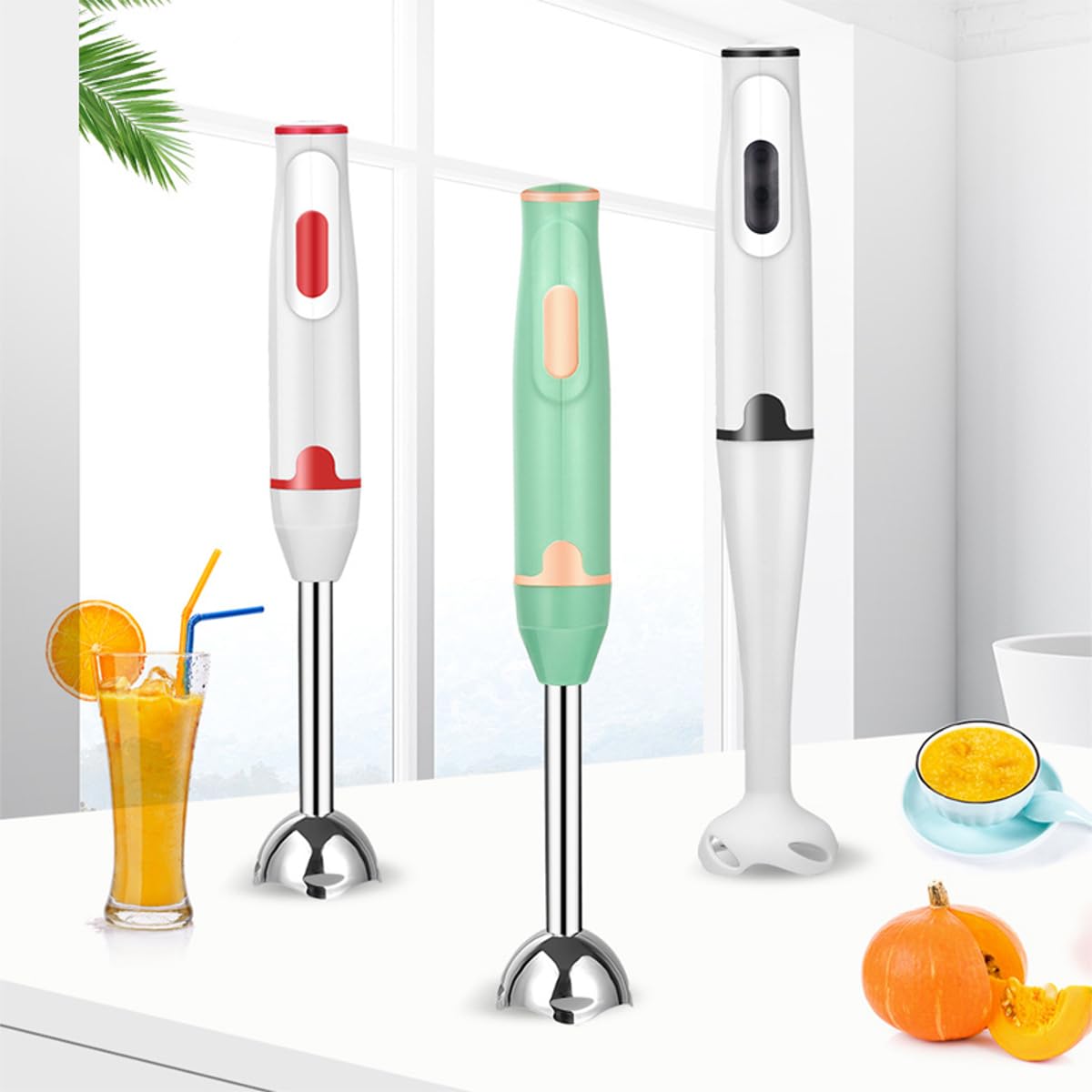 Okian Immersion Blender, 2 Speed Electric, Hand Blender For Kitchen (White)
