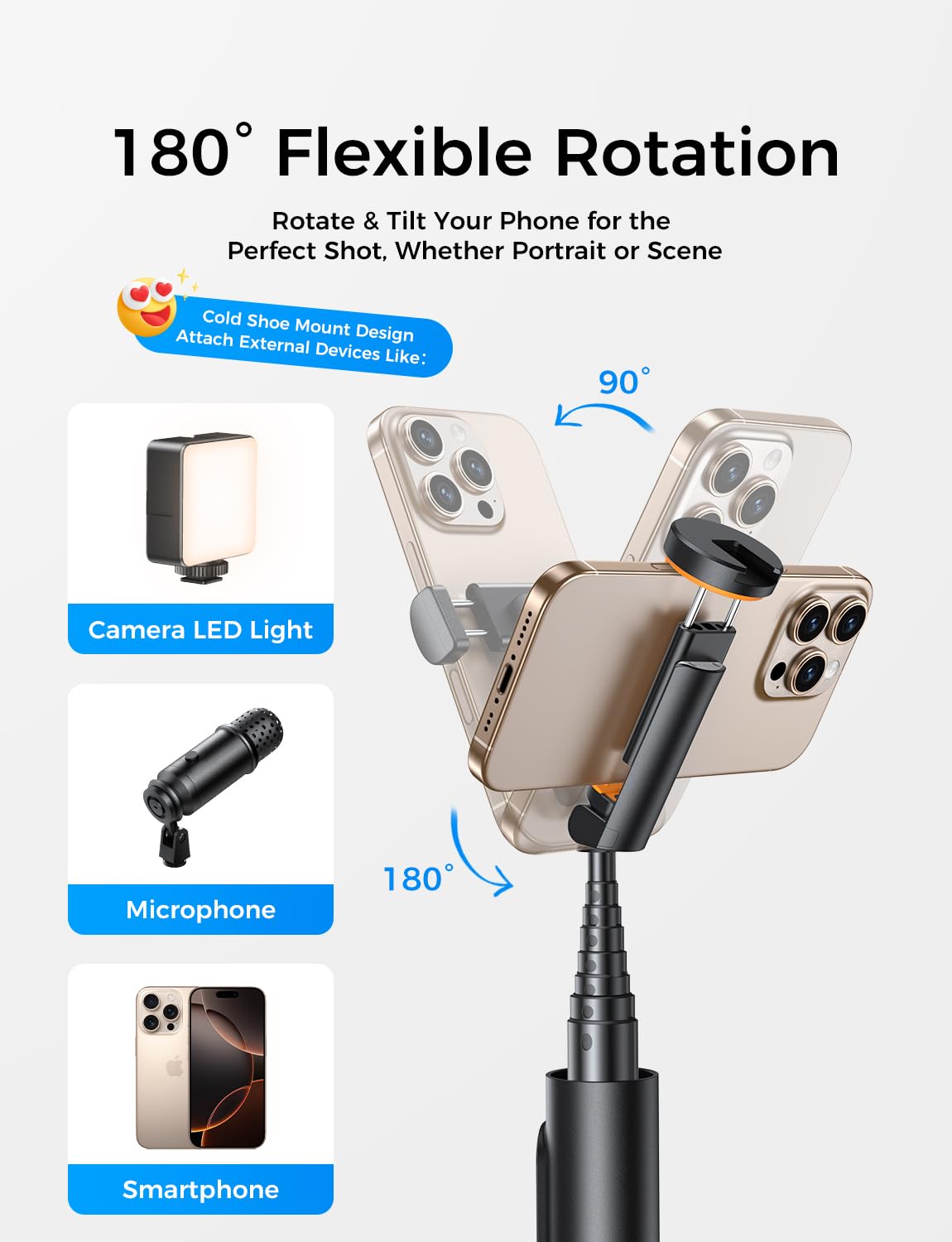 Magic John 59" Automatic Phone Tripod, Extendable Selfie Stick For Iphone, Selfie Stick Tripod With Detachable Remote, Flexible Rotation Travel Phone Stand Compatible With Iphone, Android, Camera