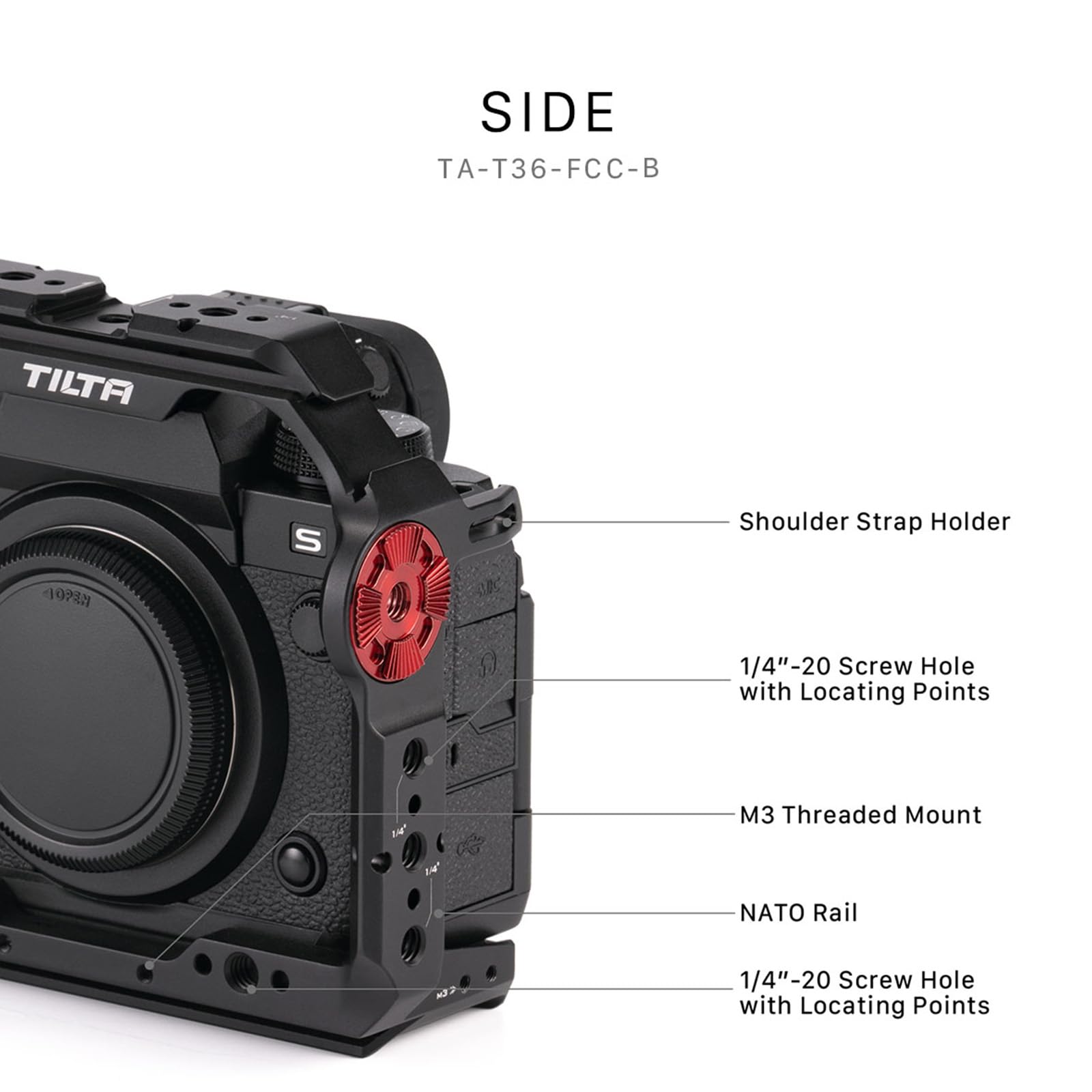 Tilta Full Camera Cage Compatible With Fujifilm X-H2S / X-H2, Custom Designed, Mount Accessories Via Nato Rail, Rosette, Cold Shoe, And 1/4"-20 Threads, Ronin Ready (Full Camera Cage)