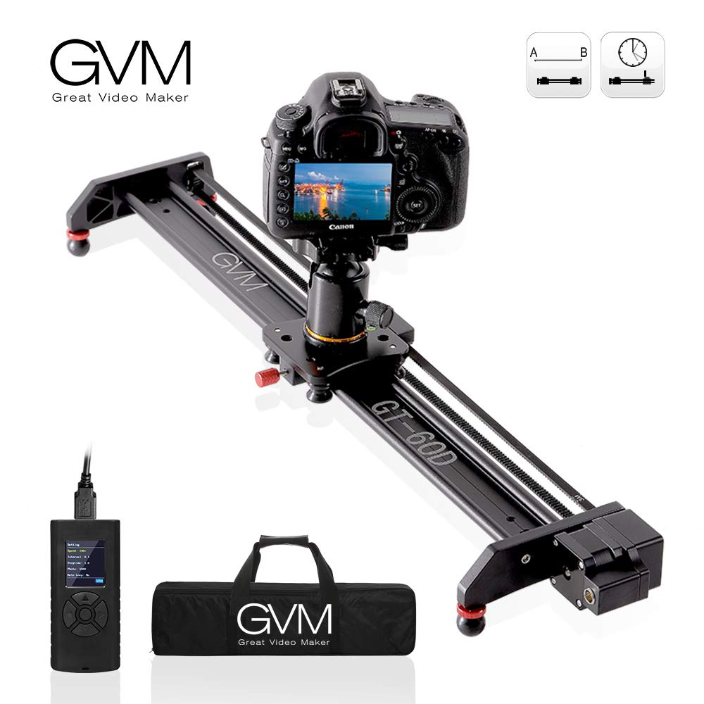 Gvm Camera Slider, 27” Aluminum Alloy Motorized Slider With Time-Lapse, Video Shooting And Round Trip Shooting, Track Dolly Rail For Most Dslr Cameras For Interview Photography