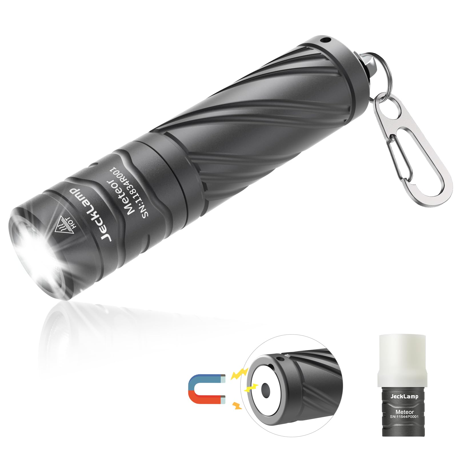 Jecklamp Rechargeable Mini Flashlight With Magnetic Tail, 800 High Lumens Bright Small Flashlight, Ip68 Waterproof Edc Flashlight, 5 Modes Keychain Flashlight For Camping Hiking
