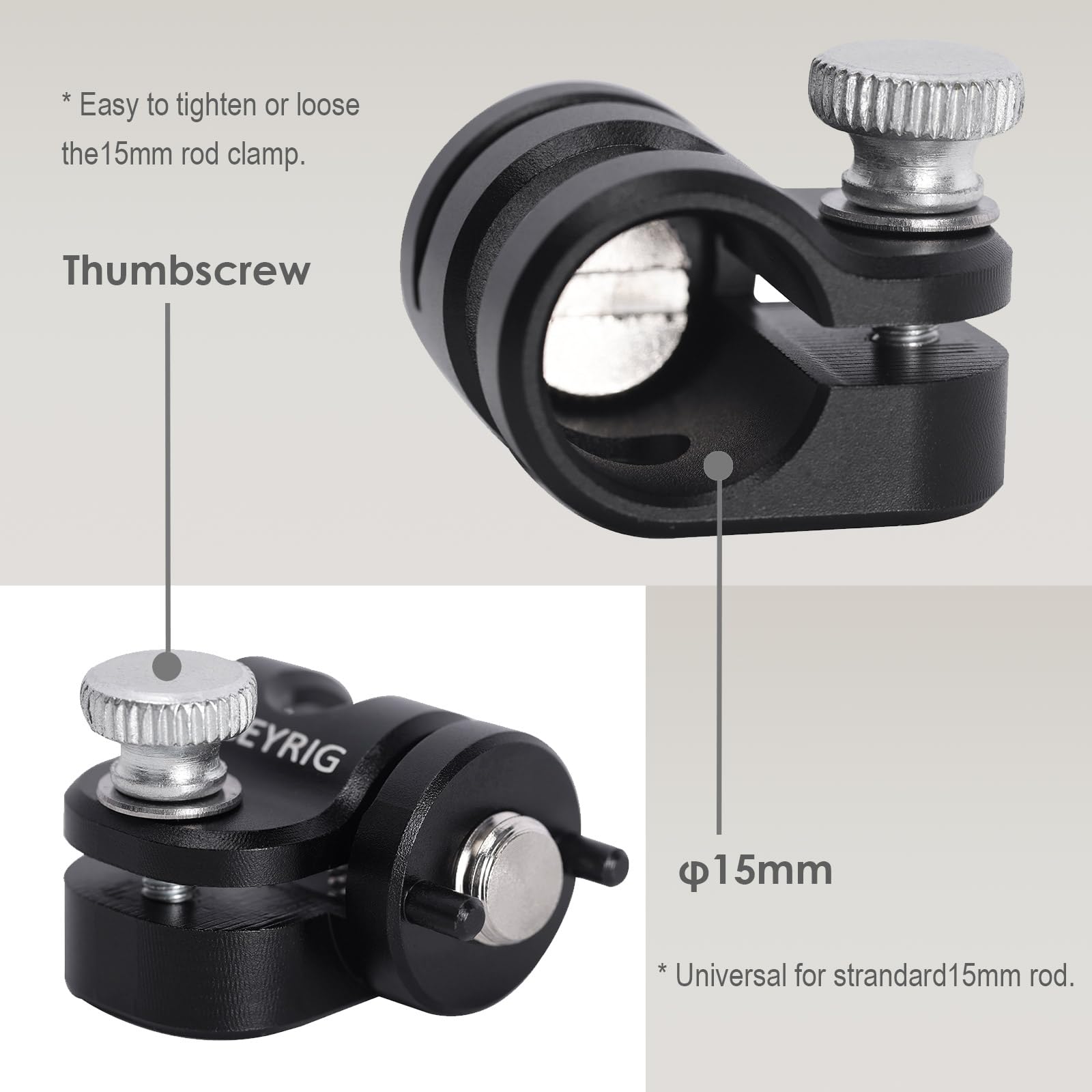 Niceyrig Ultra-Light 15Mm Rod Clamp Rail Extension For Arri / 1/4'' Locating Pin Thread, Applicable For Evf Mount, Follow Focus - 566
