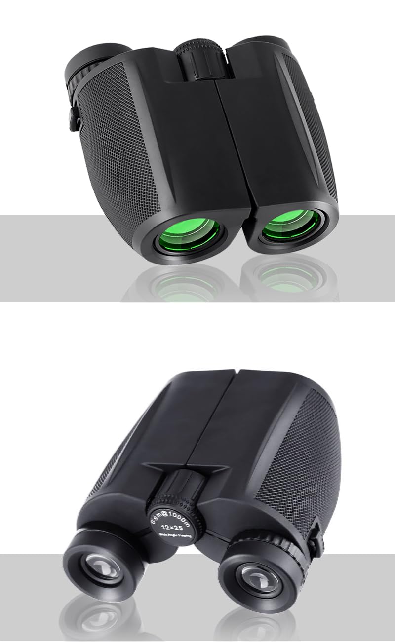 Decoforu 12X25 Binoculars For Adults, Large View/Eyepiece Compact Binoculars With Low Light Vision, High Powered Easy Focus Binoculars For Bird Watching, Travel, Concert Theater