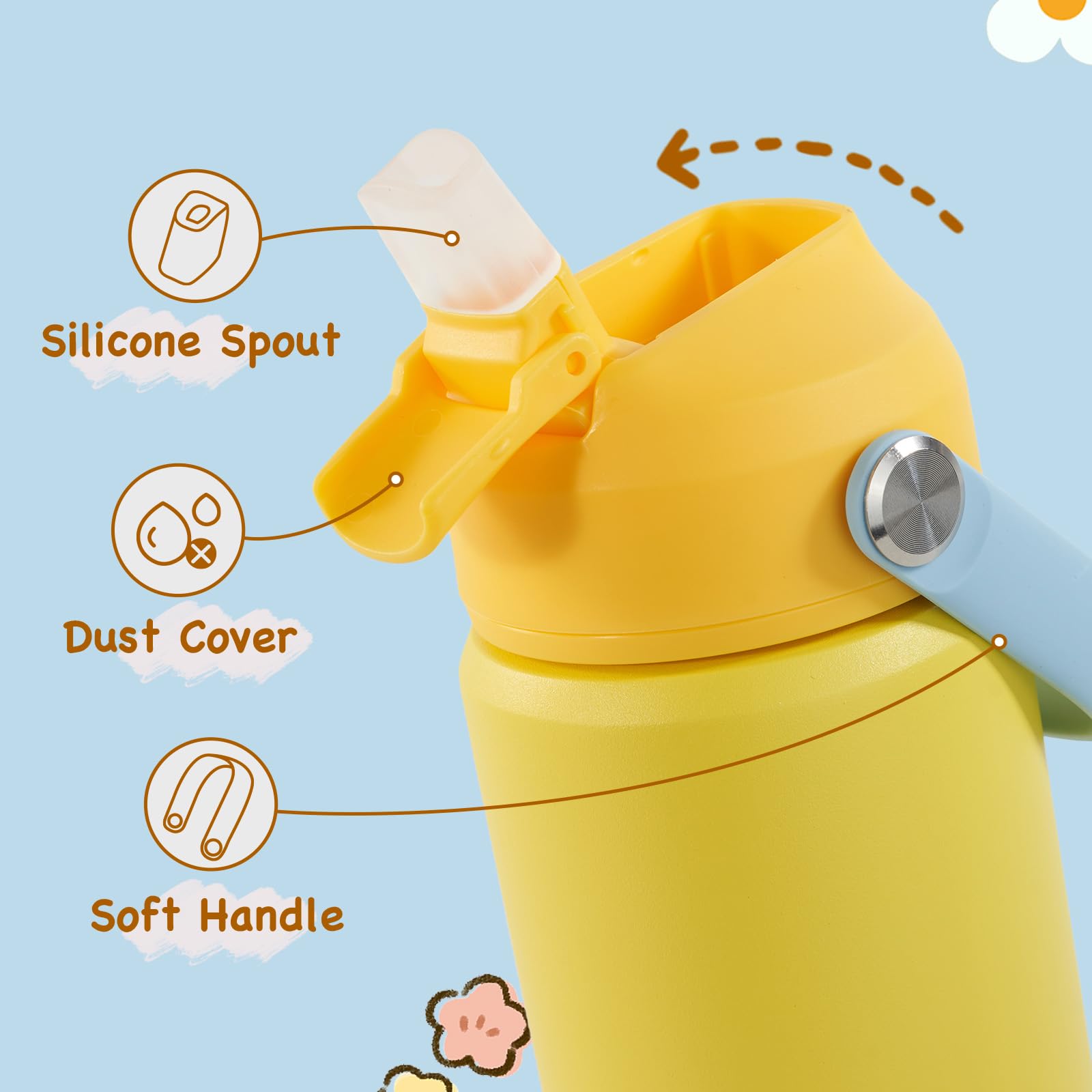 Kerilyn 12Oz Kids Water Bottle, Stainless Steel Insulated Water Bottle For Kids, Toddler Cup