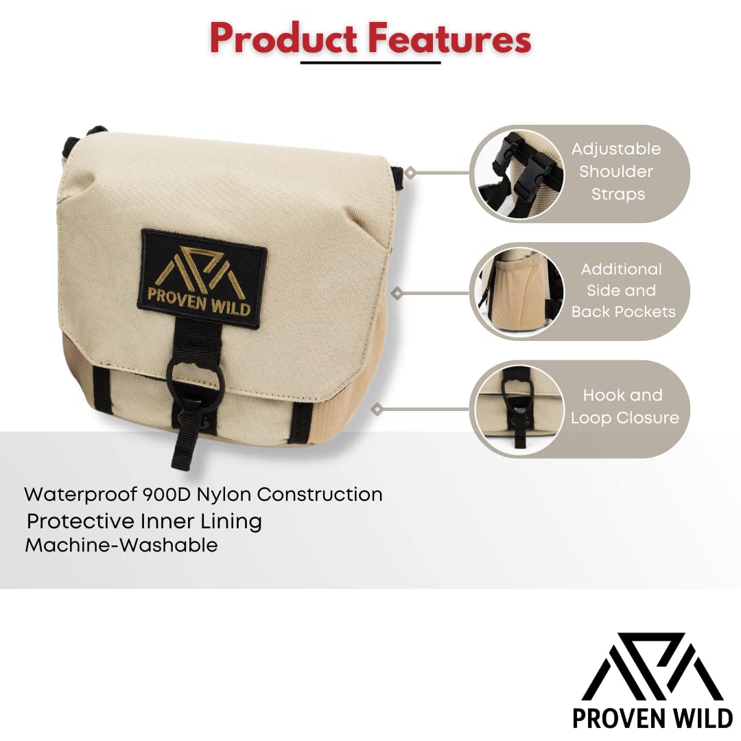 Proven Wild Bino Harness Binocular Harness Chest Pack Made Of Waterproof 900D Nylon  Binocular Harness For Hunting Case With Adjustable Shoulder Straps, 2 Mesh Pockets, And Zipper Back Pocket