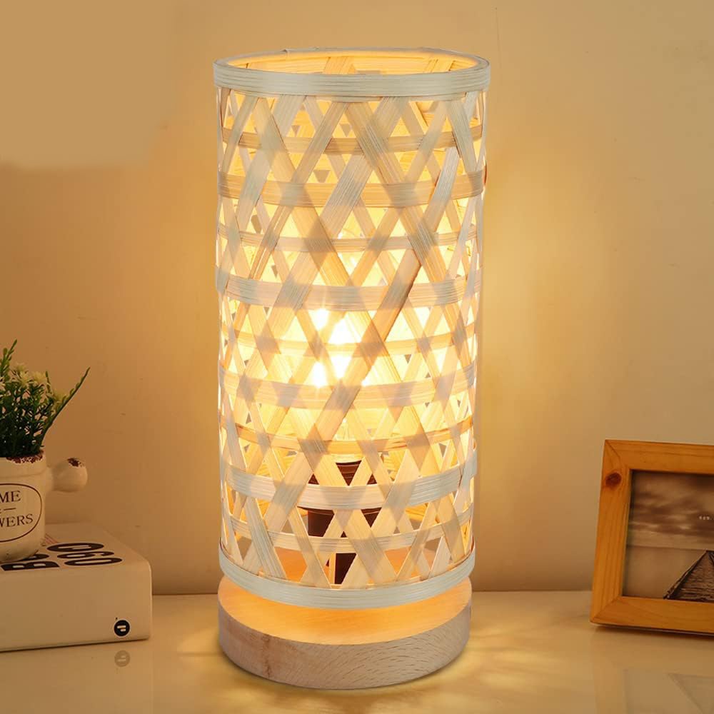 Dinglilighting Dllt Modern Table Lamp, Small Bedside Desk Lamp, Minimalist Night Stand Lamp With Rubber Wooden Base Bedside Lamps For Home Office, Living Room, Dining Room, Dresser (E26 Bulb Included)