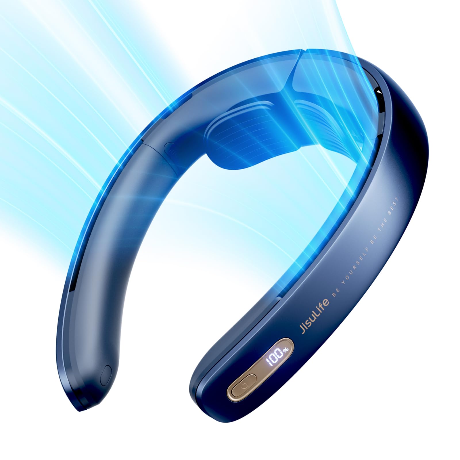 Jisulife Portable Neck Fan Pro, 100 Speeds Bladeless, Stepless Knob, Led Display, 5000Mah - Koospark