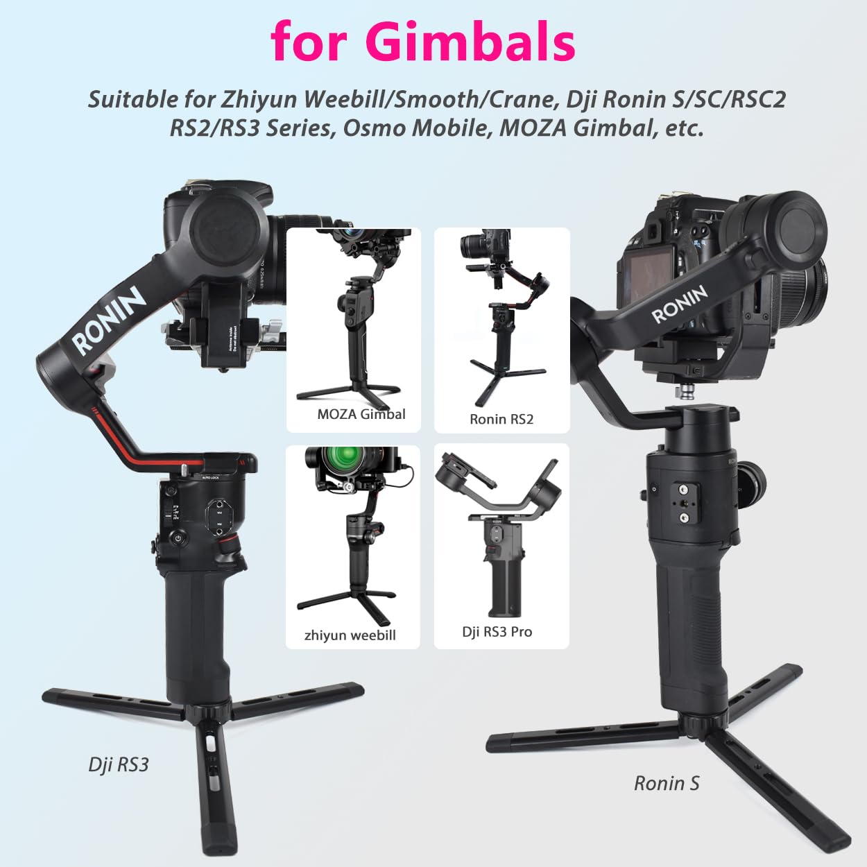 Akeipho Adjustable Aluminum Mini Tripod - Desktop Tabletop Stand For Dslr Cameras, Zhiyun Weebill/Smooth/Crane, Dji Ronin S/Sc/Rsc/Rs, Osmo Mobile, Stabilizer Handle (4-Level Adjustable)