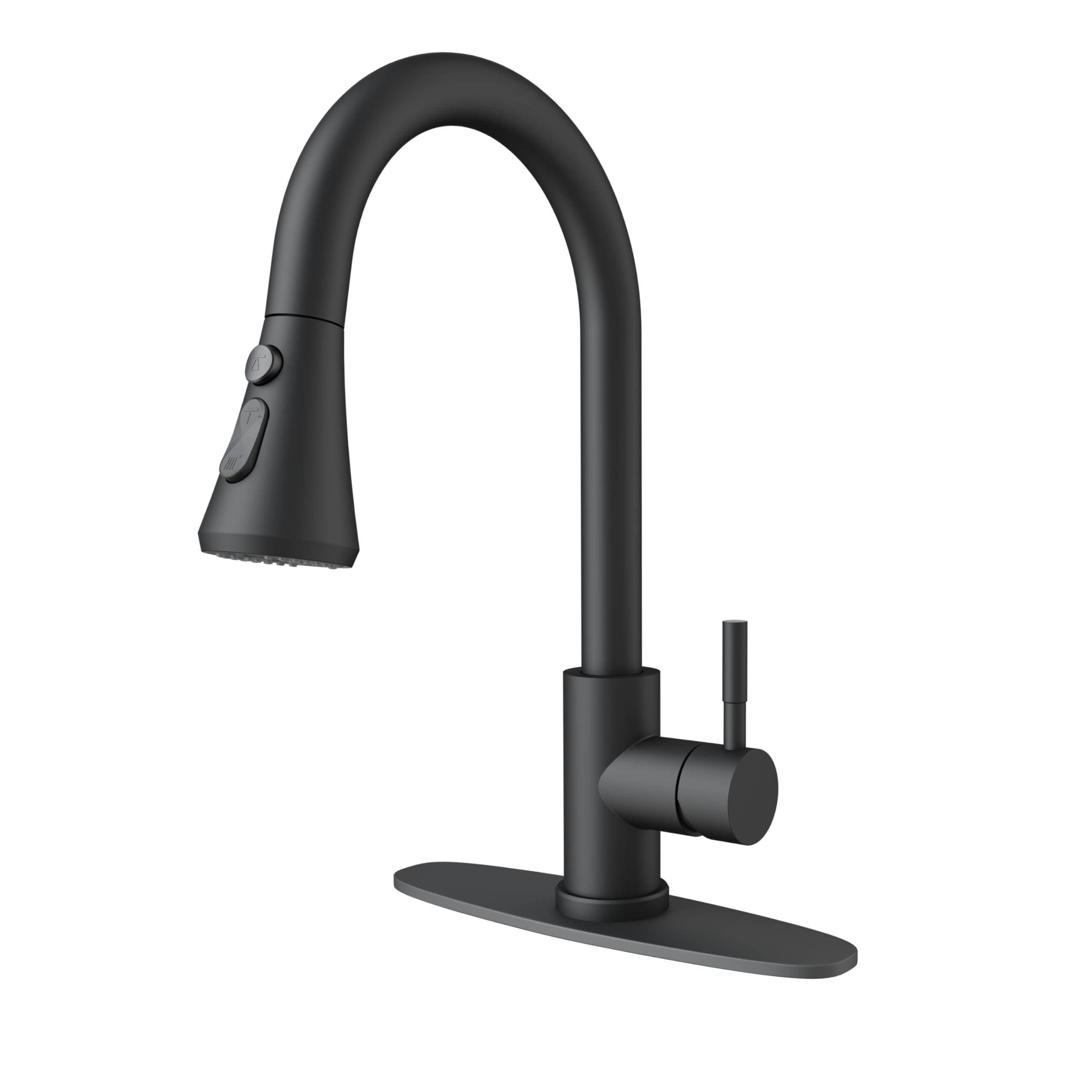 Vxv Kitchen Faucets, Matte Black Kitchen Faucet With Pull-Down Sprayer, Stainless Steel Sink Faucet For Farmhouse, Rv, And Bar, Pull Out Kitchen Faucet With Deck Plate And 1/2'' Adapters