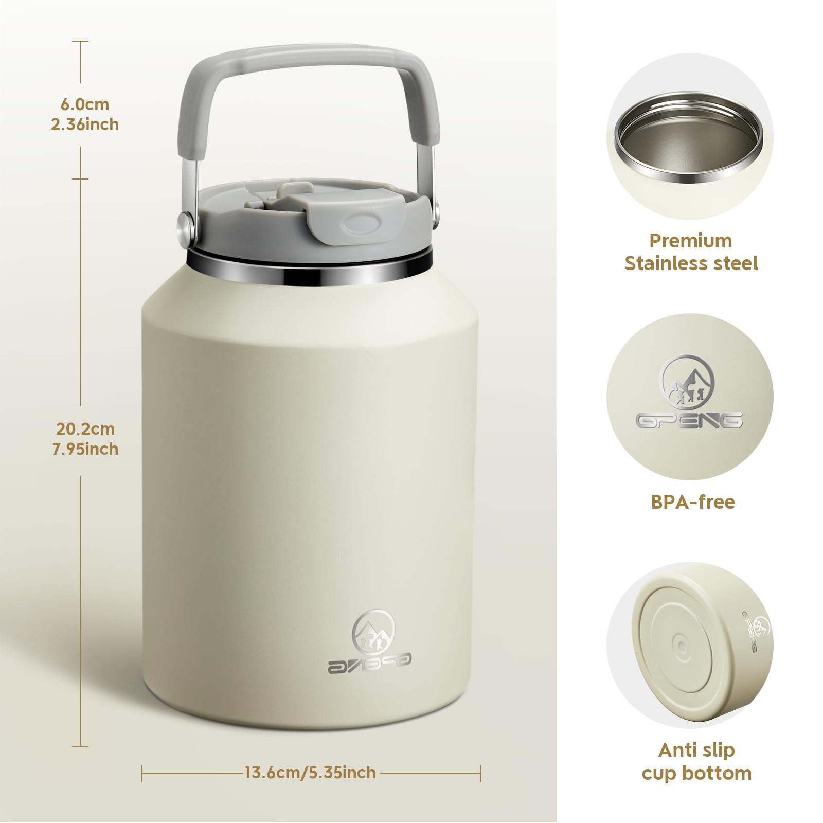 Gpeng 64 Oz Tumbler With Handle, Water Bottles With Straw Lid, Insulated Stainless Steel Travel Mug