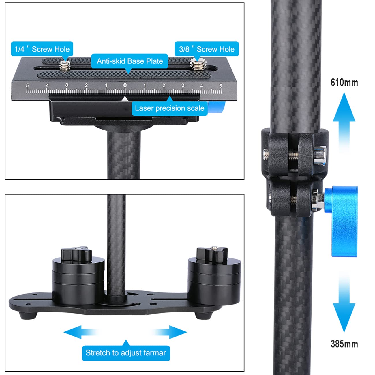 Hgfsgggreehy Carbon Fiber Handheld Camera Stabilizer, Slr Camera Video Photography Shock Absorber For Dslr & Dv Digital Video & Cameras