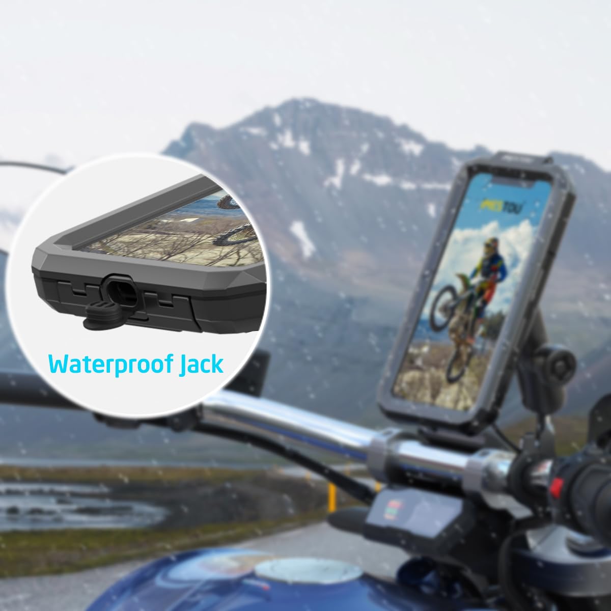 Imestou Ip66 Waterproof Bike Phone Holder With 1" Ball Head Suitable For Ram B Size Components/ 1" Double Socket Arms, Fits For 3.5"-6.1" Cellphones With Max. Thickness 0.43" (Size S)