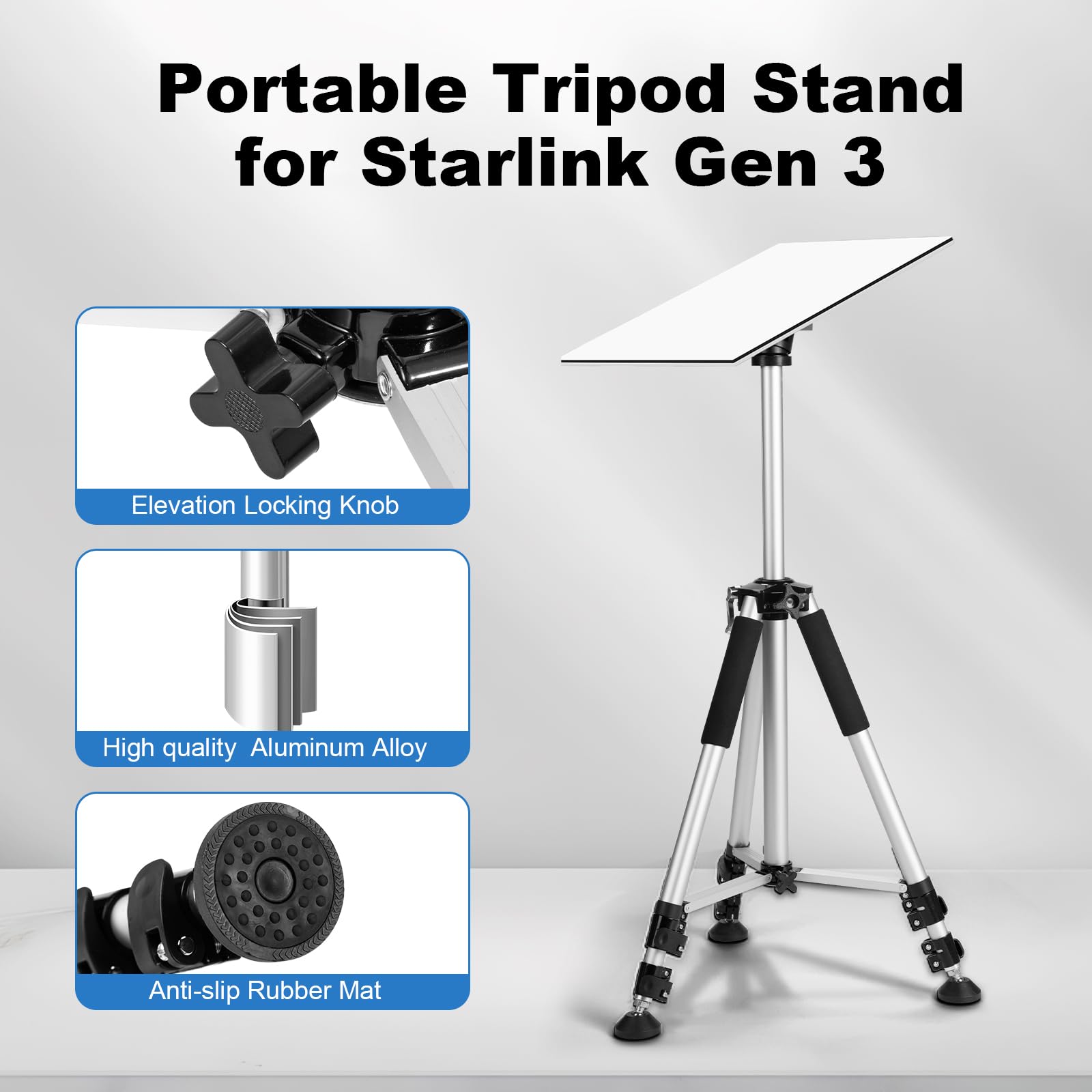 Subfix Starlink Gen 3 Tripod Stand, Adjustable Heavy Duty Stand Mount, Adjustable Height From 1.77Ft To 5.02Ft, Starlink Mounting Kit For Camping And Rv Travel