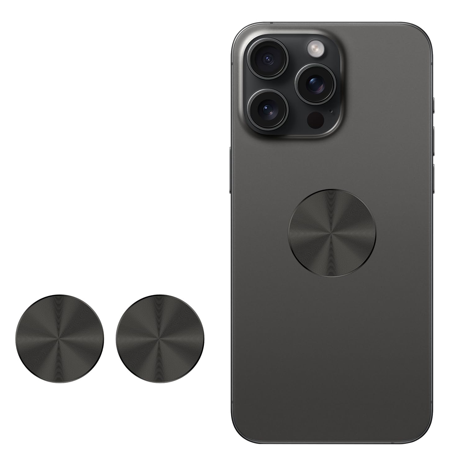 Kismer Metal Plate Sticker 2 Pack For Magnetic Phone Car Mount Holder Cradle Adhesive (Compatible With Magnetic Mounts) - Cd Pattern 1.65 Inch Round Universal, Black