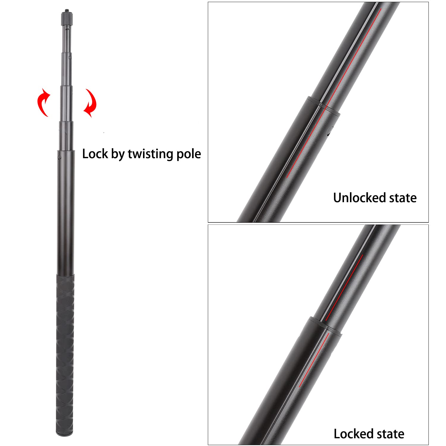 Pellking Long 77Inch Invisible Selfie Stick For Insta360 One X5,X4, X3, X2, X, Insta360 One R, Rs, Insta 360 Camera 1/4" Extended Monopod Pole