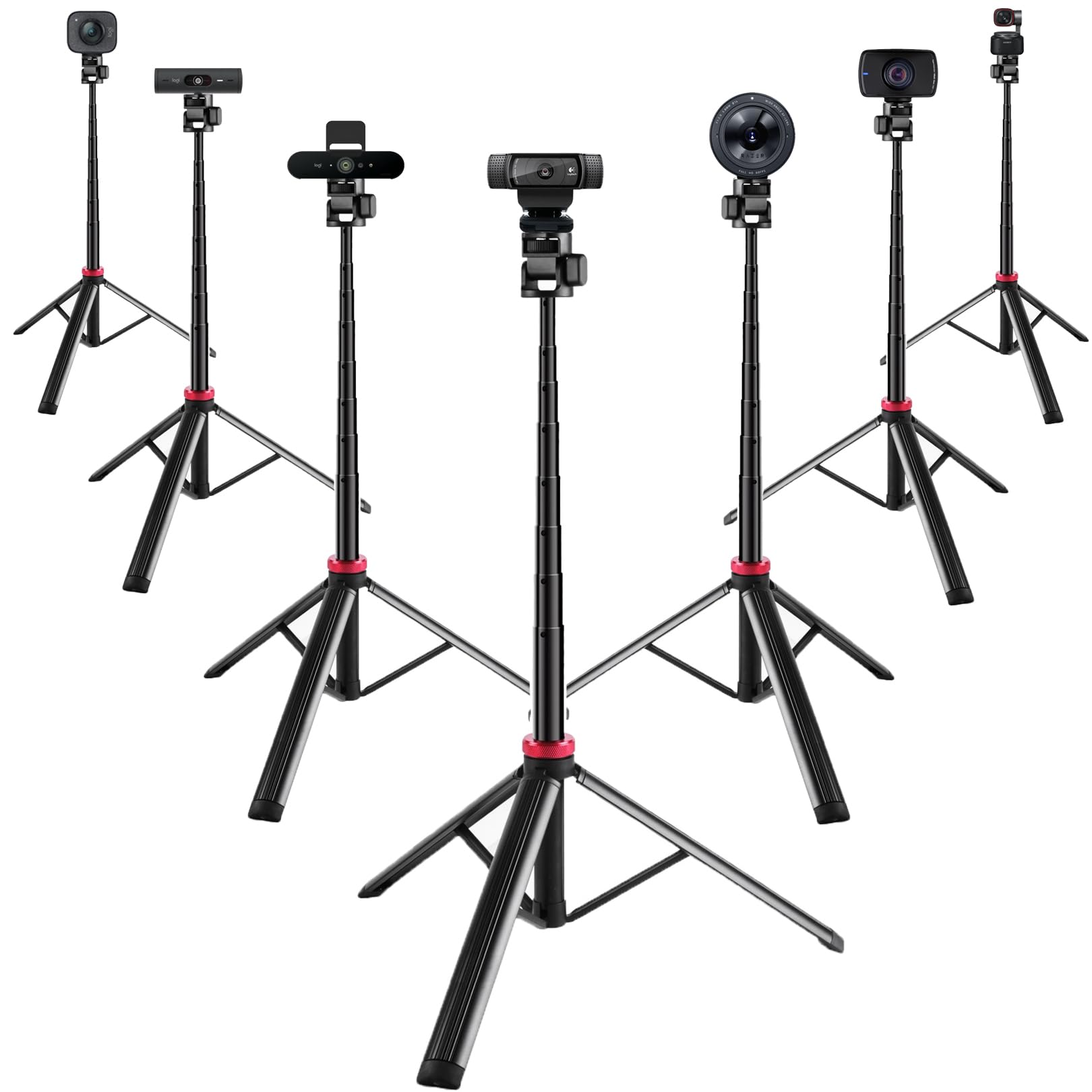 Acetaken 81'' Webcam Floor Tripod Stand Holder For Logitech C920/Mx Brio 4K/C922/C930/Brio 500/Streamcam Webcams/Iphone 16 15 14 13/Samsung Galaxy S24 S23 S22 Smartphone,Compatible With Gopro Action Cameras