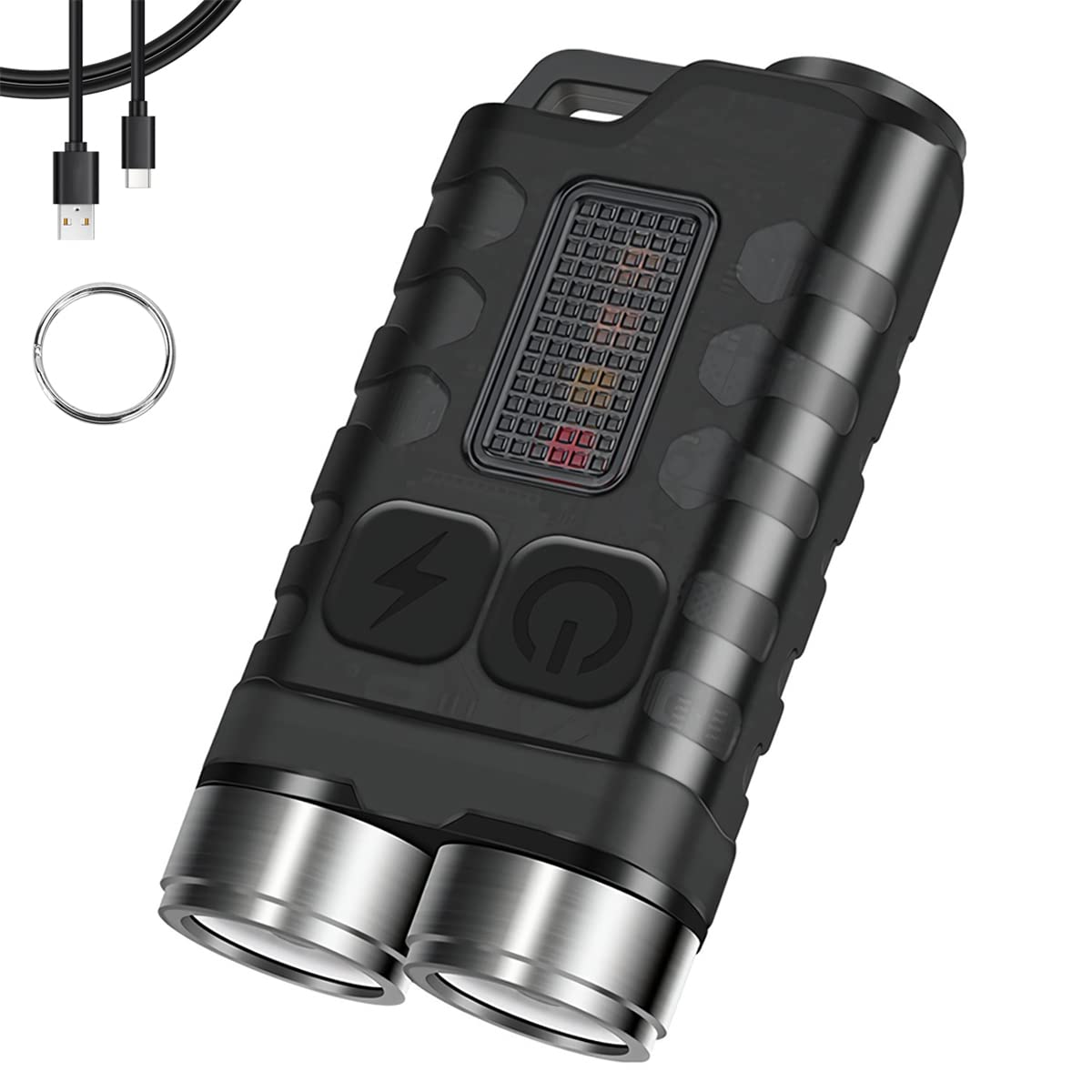 Bikacu Mini Edc Flashlight 900 Lumen Usb Rechargeable Bright Keychain Flashlights With Magnet - 10 Modes Ip65 Waterproof Pocket Flash Light For Everyday Carry, Camping, Emergency