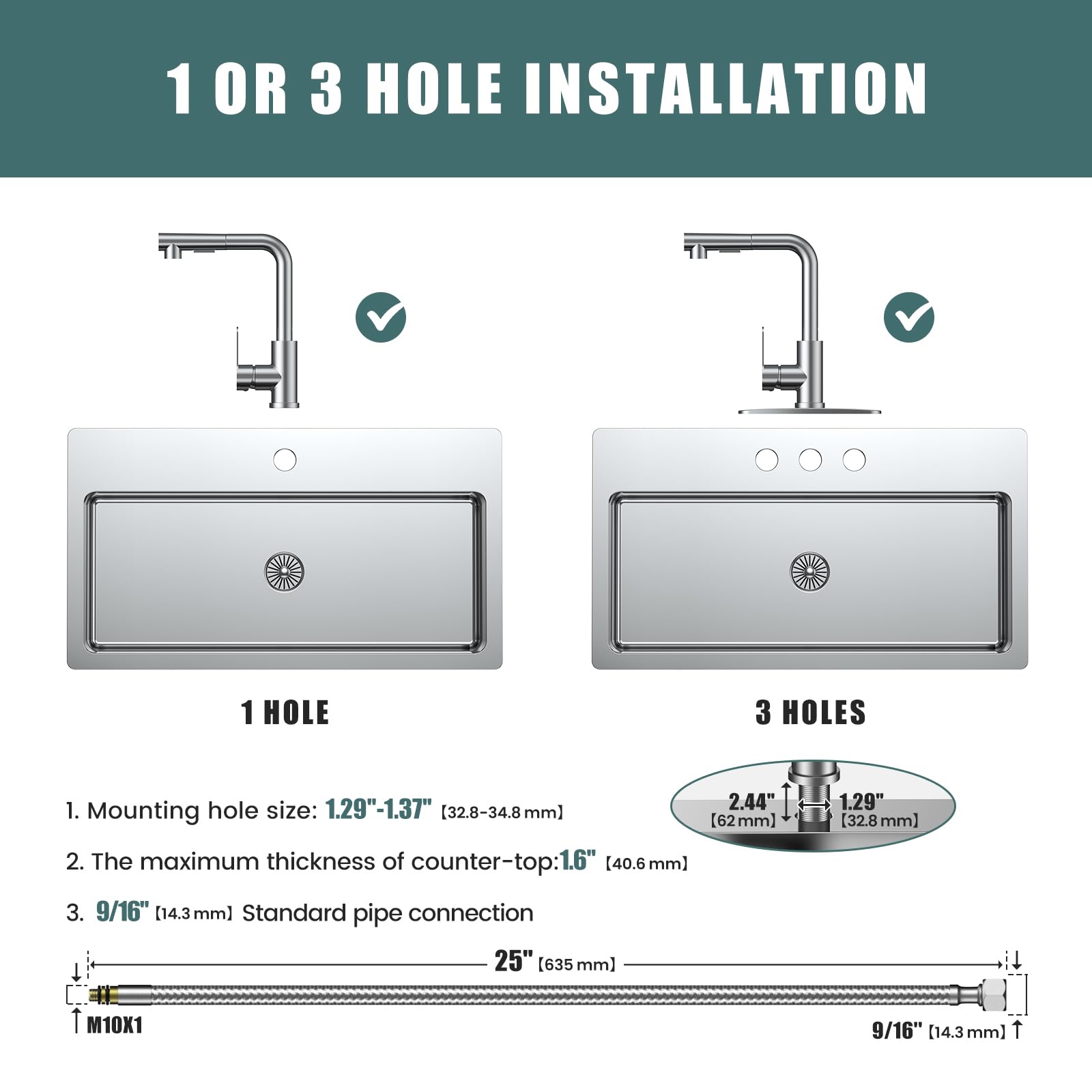 Hurran Kitchen Faucets, Brushed Nickel Kitchen Faucet With Pull Down Sprayer And Deck Plate, Stainless Steel Commercial Utility Kitchen Faucets For Sink 3 Hole For Bar Rv Camper Laundry Outdoor Farmhouse