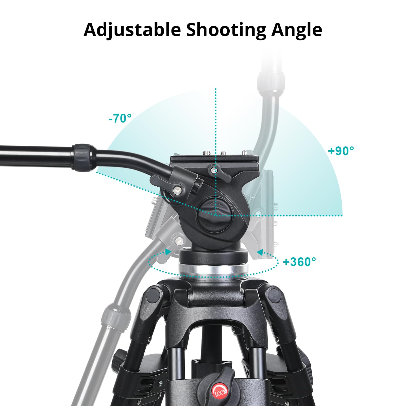 Gvm Great Video Maker Gvm 67" Video Tripod With Adjustable Damping Fluid Head, Metal Heavy Duty Dual-Mode Qr Plate Compatible Flexible 360° Pan+90°/-75° Tilt, Max Load 22Lb/10Kg, For Dslr, Camcorders And Video Shooting