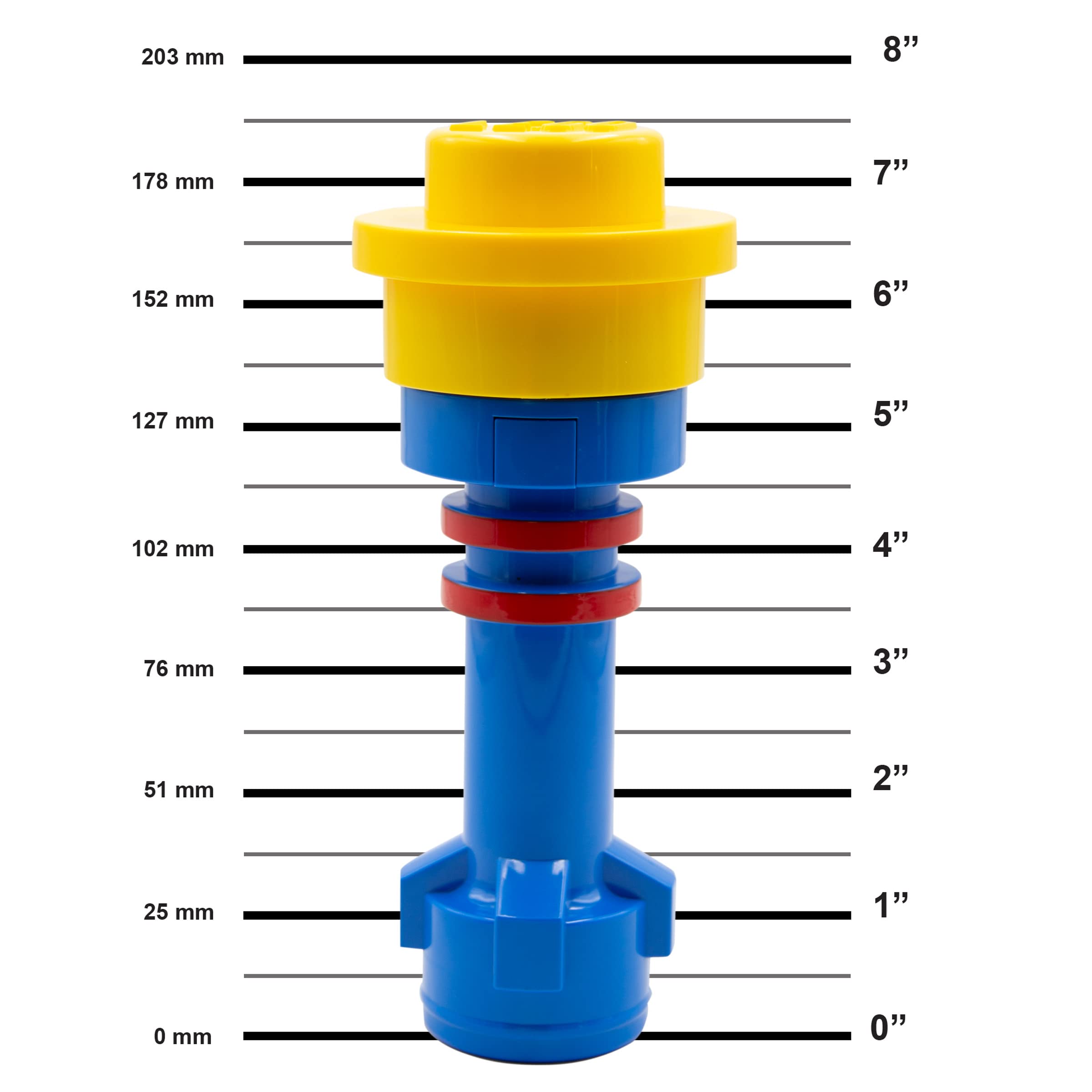 Iq Lego Iconic Torch - Flashlight Blue/Red/Yellow (Fl5), 7.5 Inches Tall, Removable Cap
