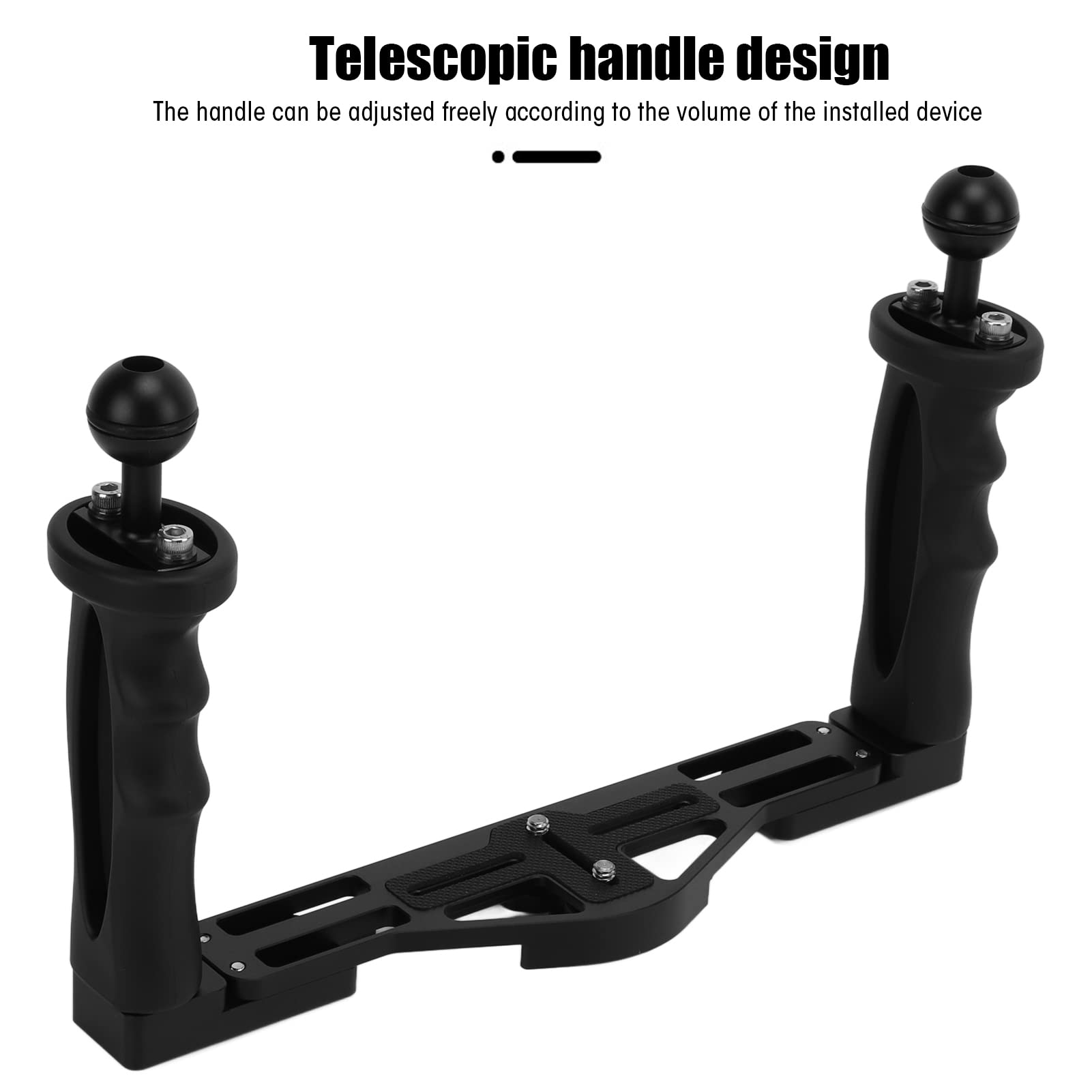 Mbeysaq Dual Handle Underwater Camera Stabilizer Rig For Diving Housing, Aluminum Alloy With Silicone Grips, Black, Compatible With Slr Cameras & Diving Lights