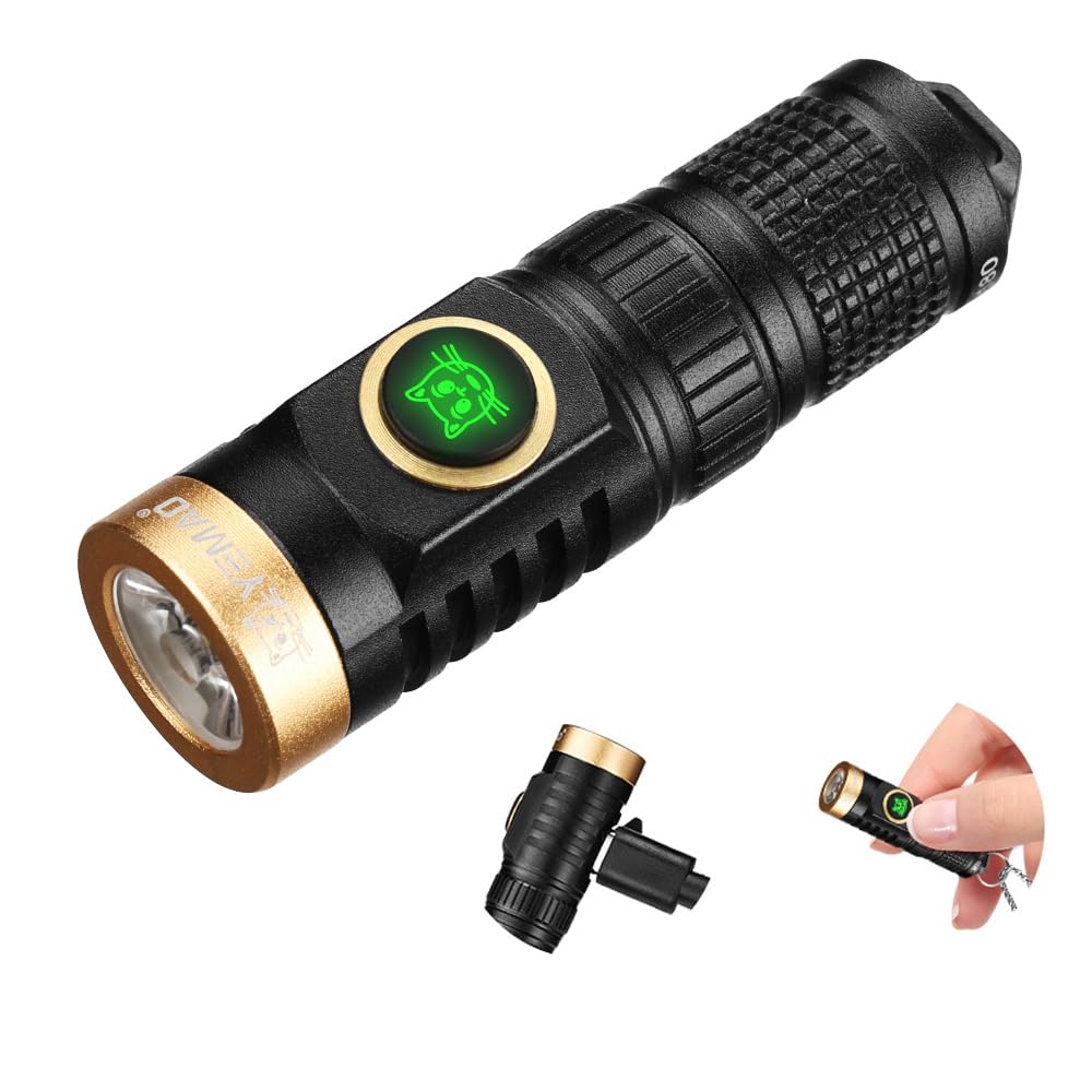 Yemao 800 High Lumens Edc Rechargeable Keychain Flashlight, Powered By Built-In Rechargeable Battery With Type-C Usb Cable,Slim Mini Handheld Light For Everyday Carry