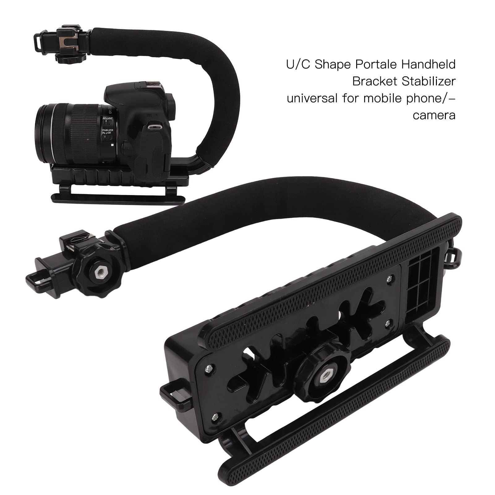 Agatige Handheld Stabilizer, U C Shape Video Action Stabilizing Handle Grip Abs Sponge Black Handheld Photography Accoessory For Micro Movies