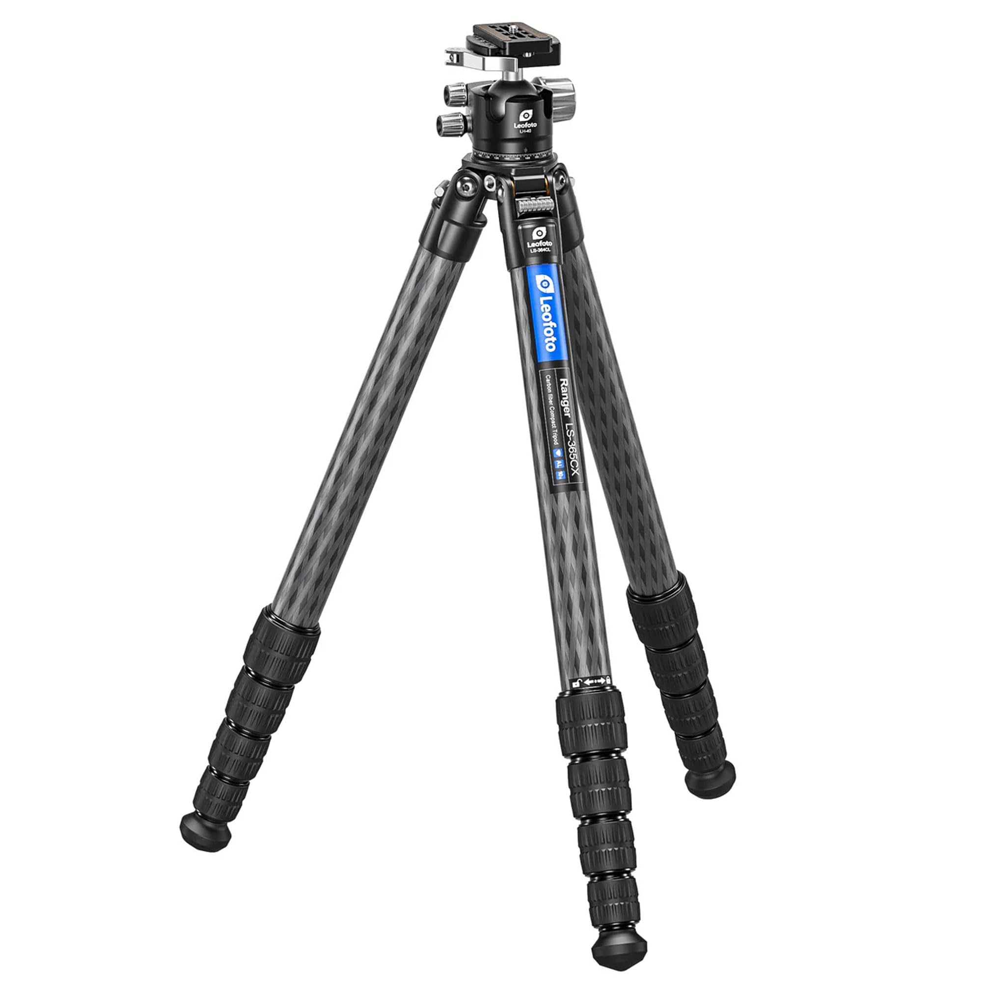 Leofoto Professional Camera Tripod, 63.7" Compact Carbon Fiber Tripod For Dslr Video Camcorder, 5 Leg Sections, 360° Ball Head, Max Load 20Kg/44Lb (Ls-365Cx+Lh-40Lr)